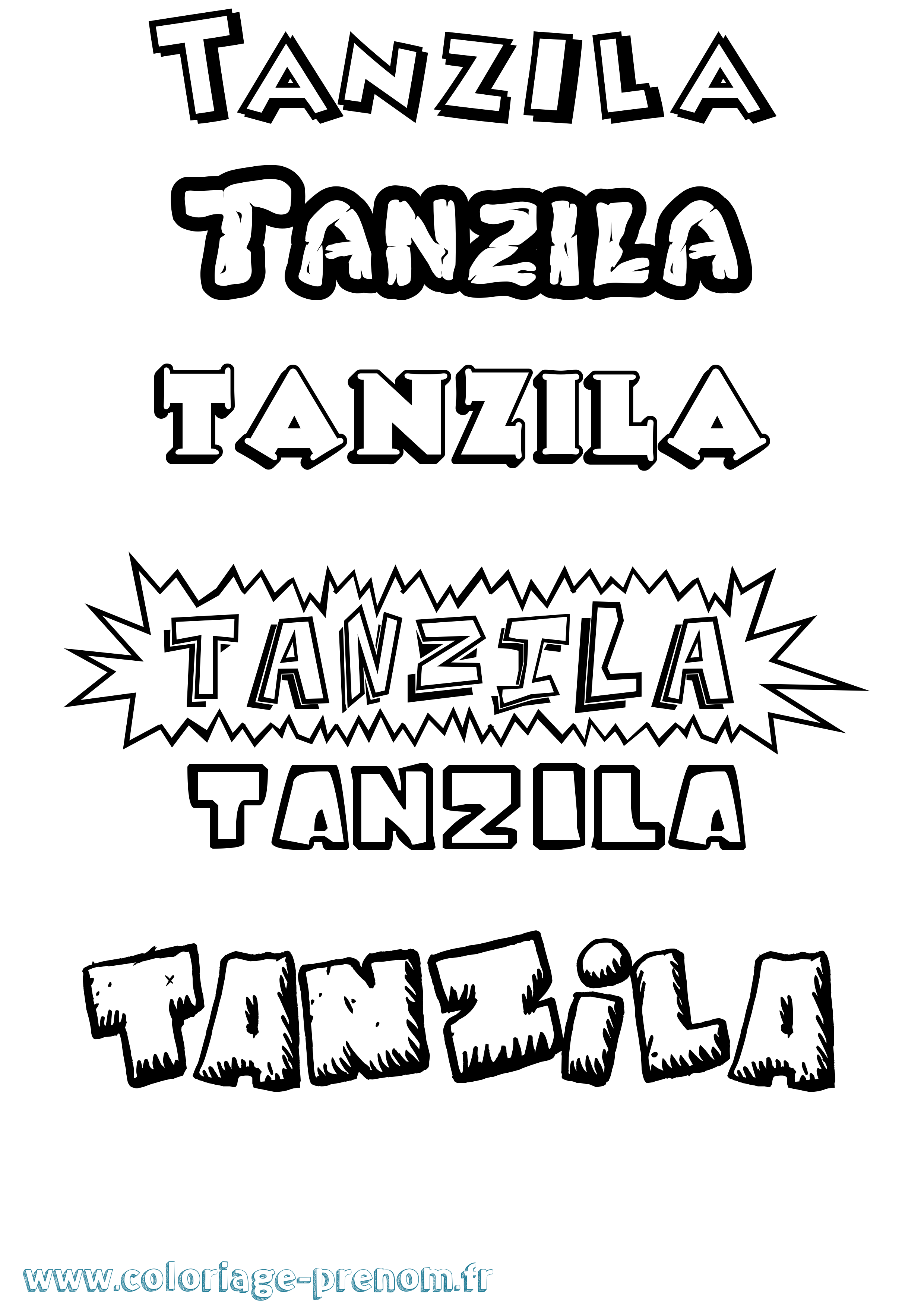 Coloriage prénom Tanzila Dessin Animé