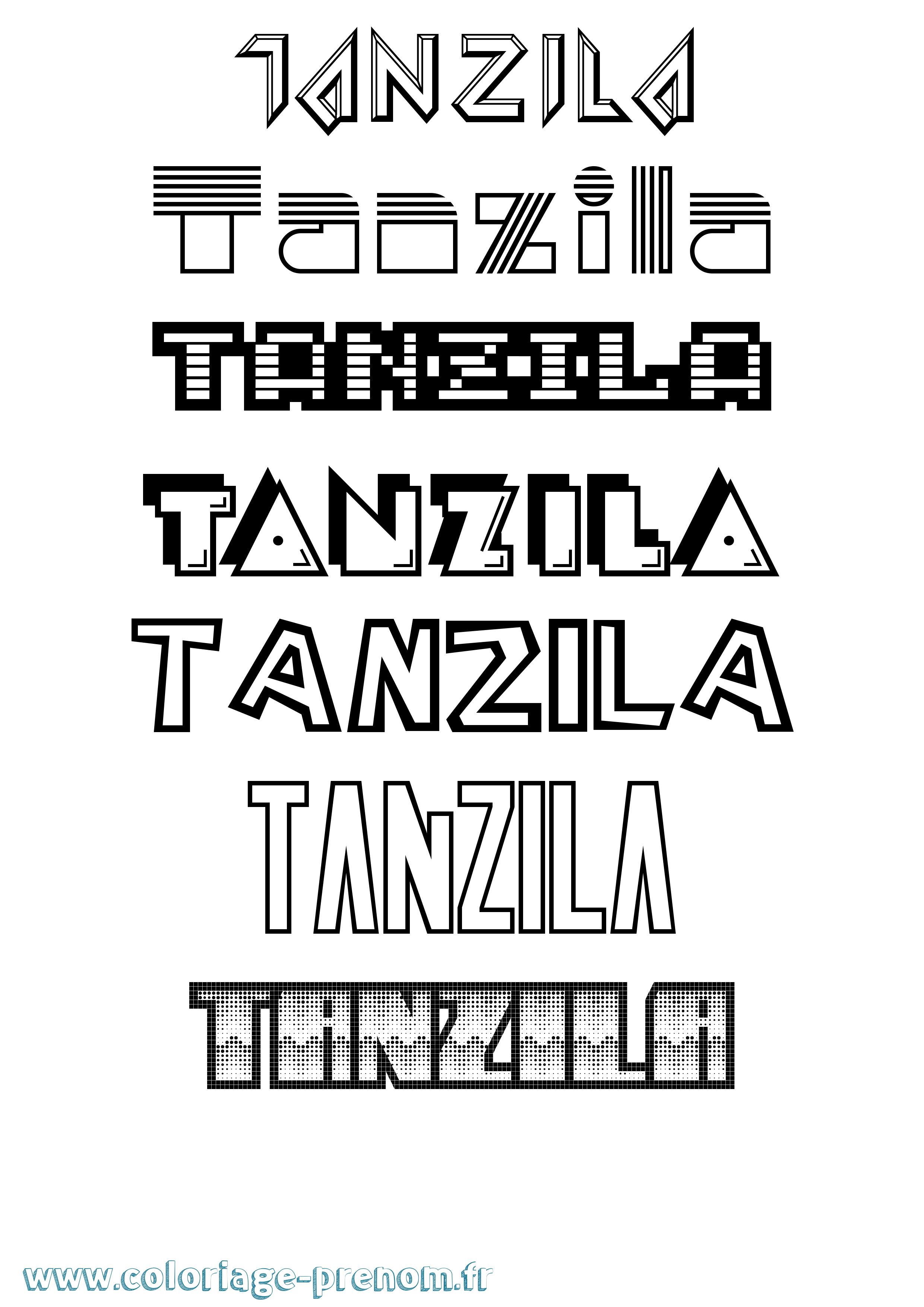 Coloriage prénom Tanzila Jeux Vidéos