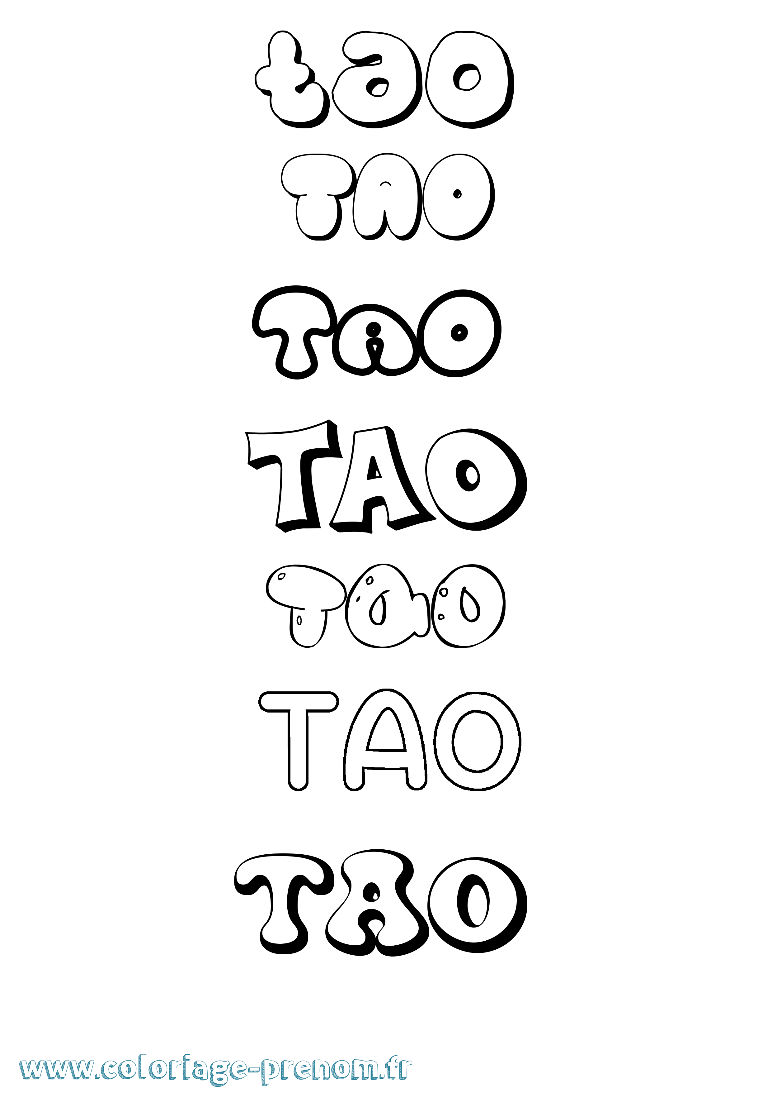 Coloriage prénom Tao Bubble