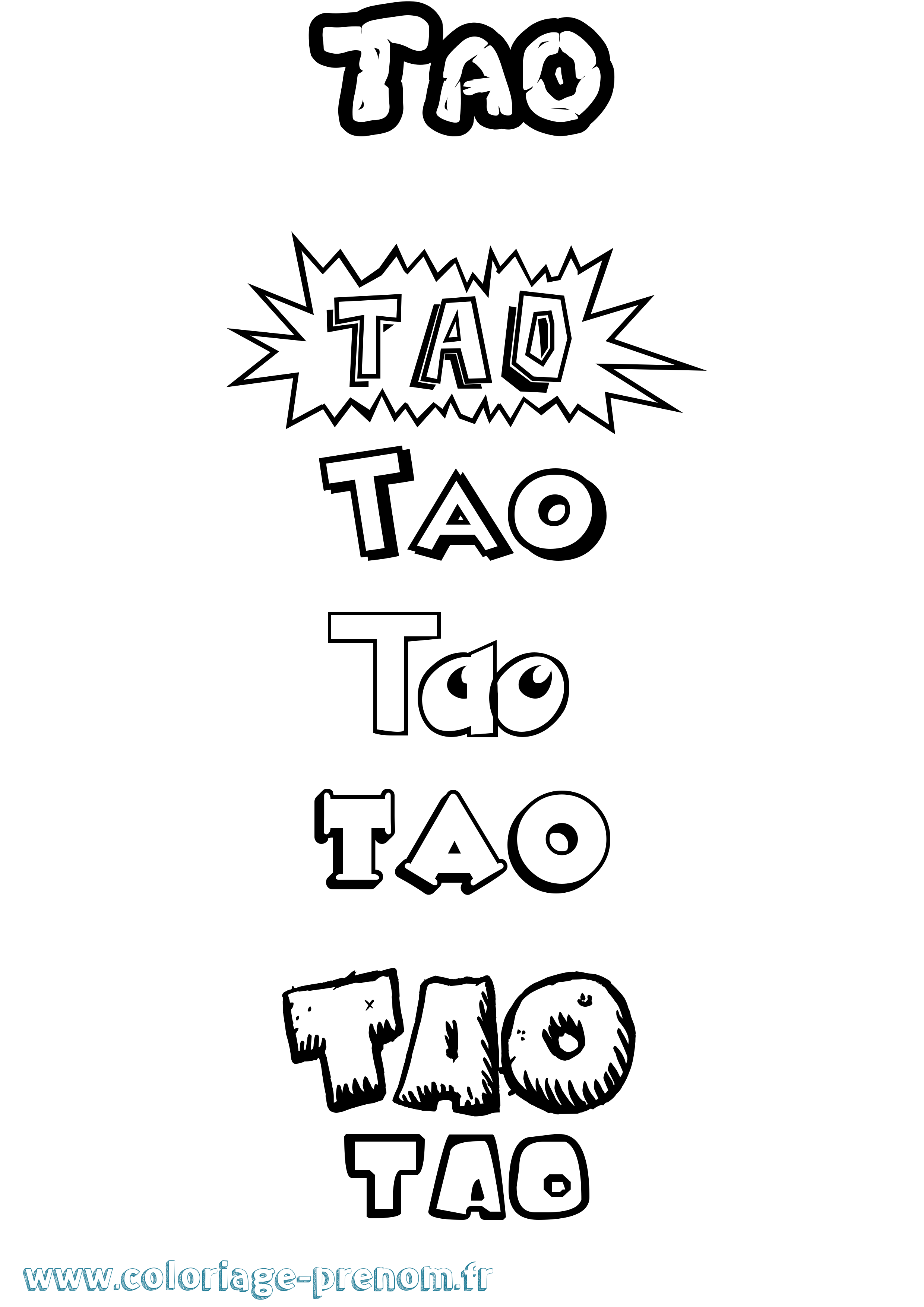 Coloriage prénom Tao Dessin Animé