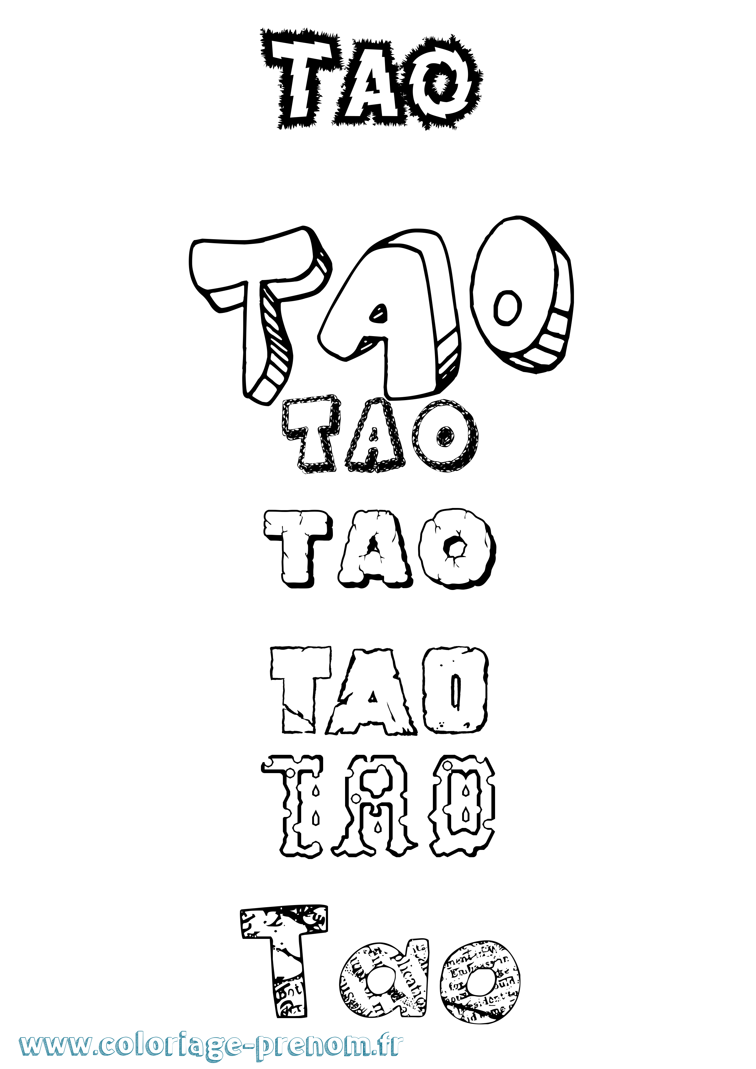 Coloriage prénom Tao Destructuré