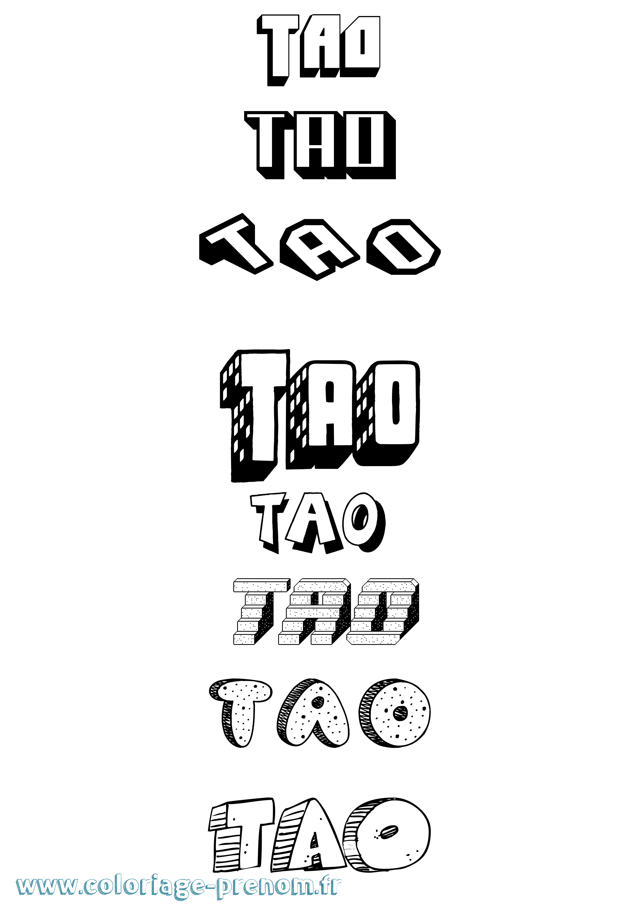 Coloriage prénom Tao Effet 3D
