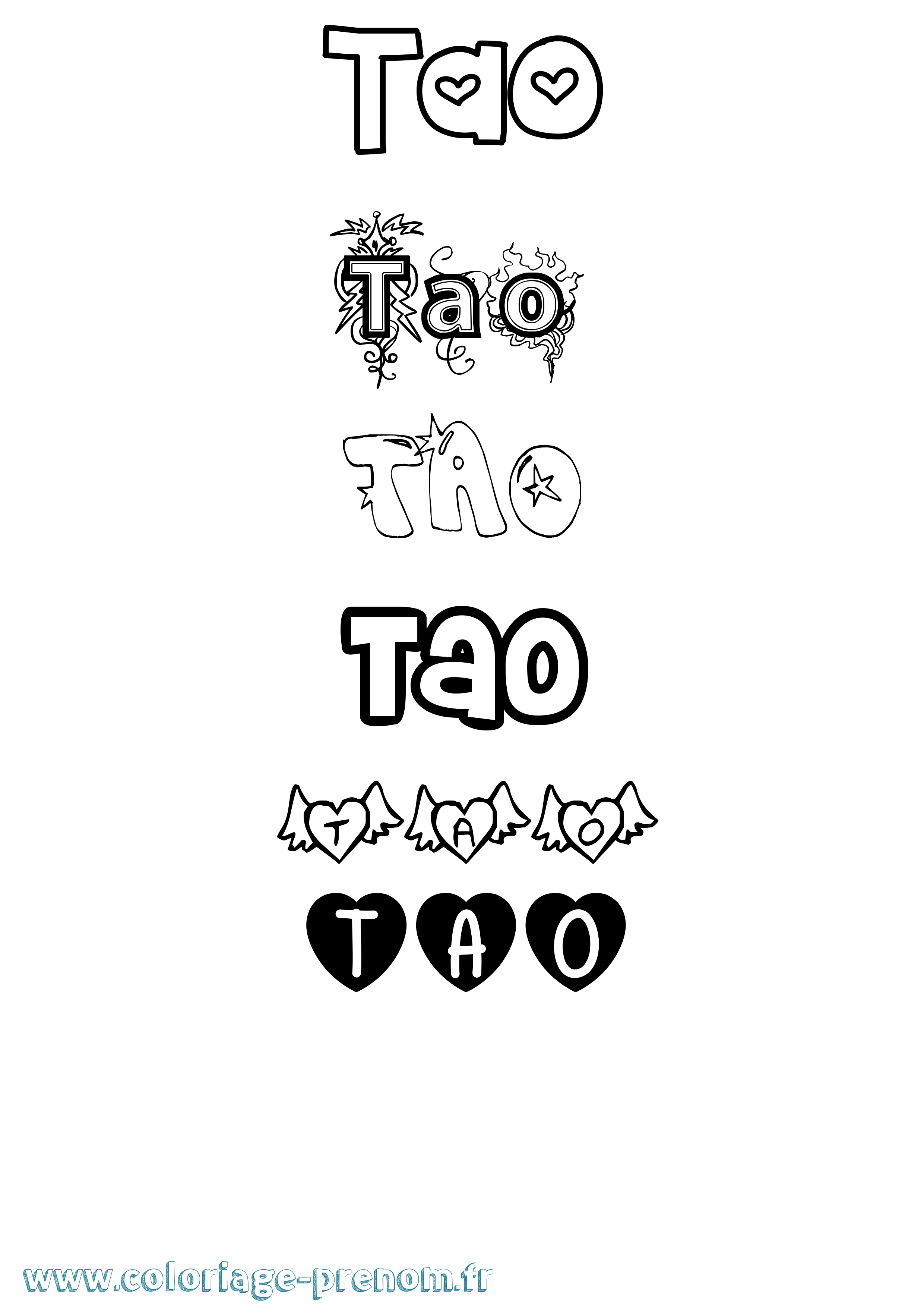 Coloriage Tao Coloriage prénom Tao