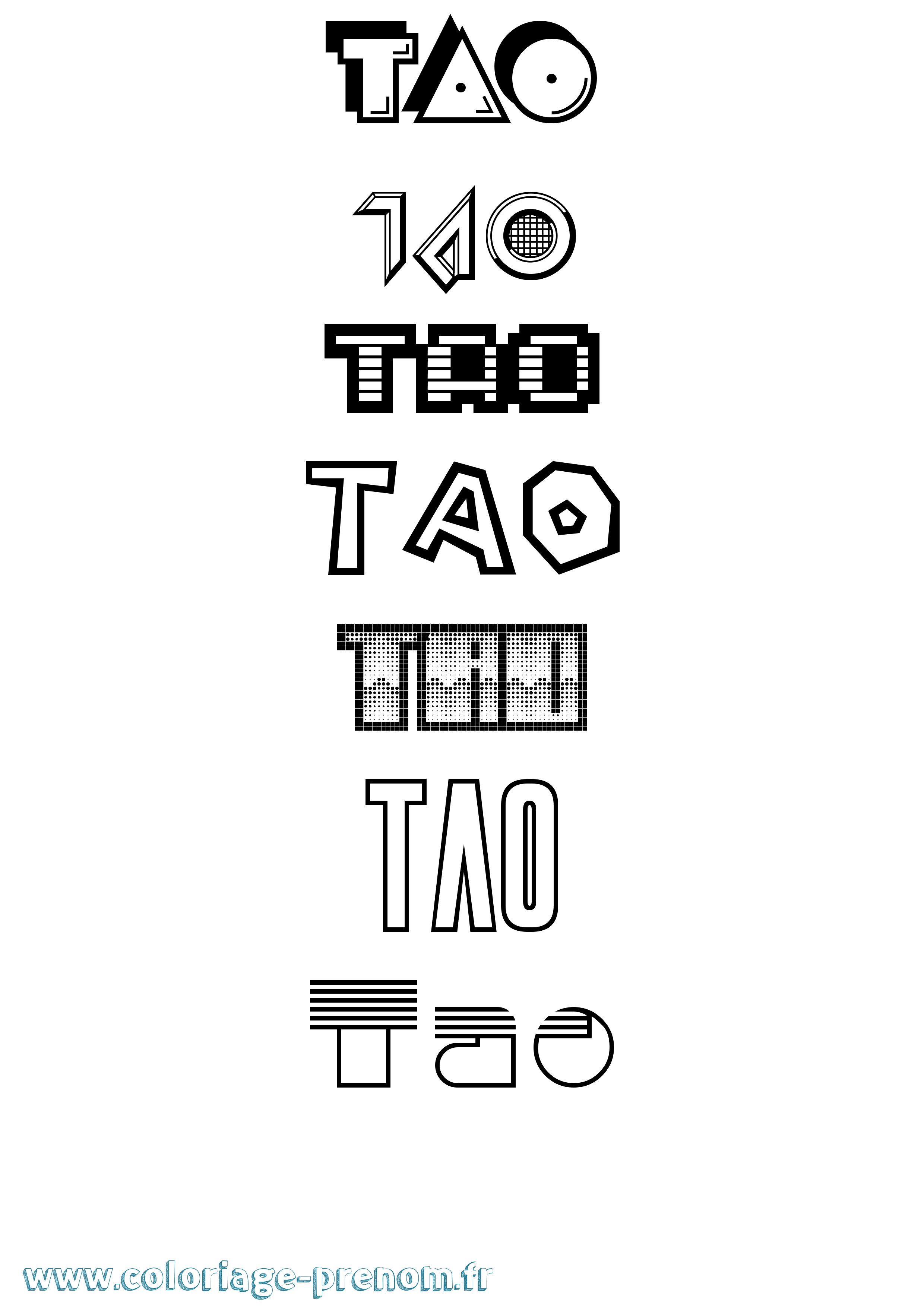 Coloriage prénom Tao Jeux Vidéos