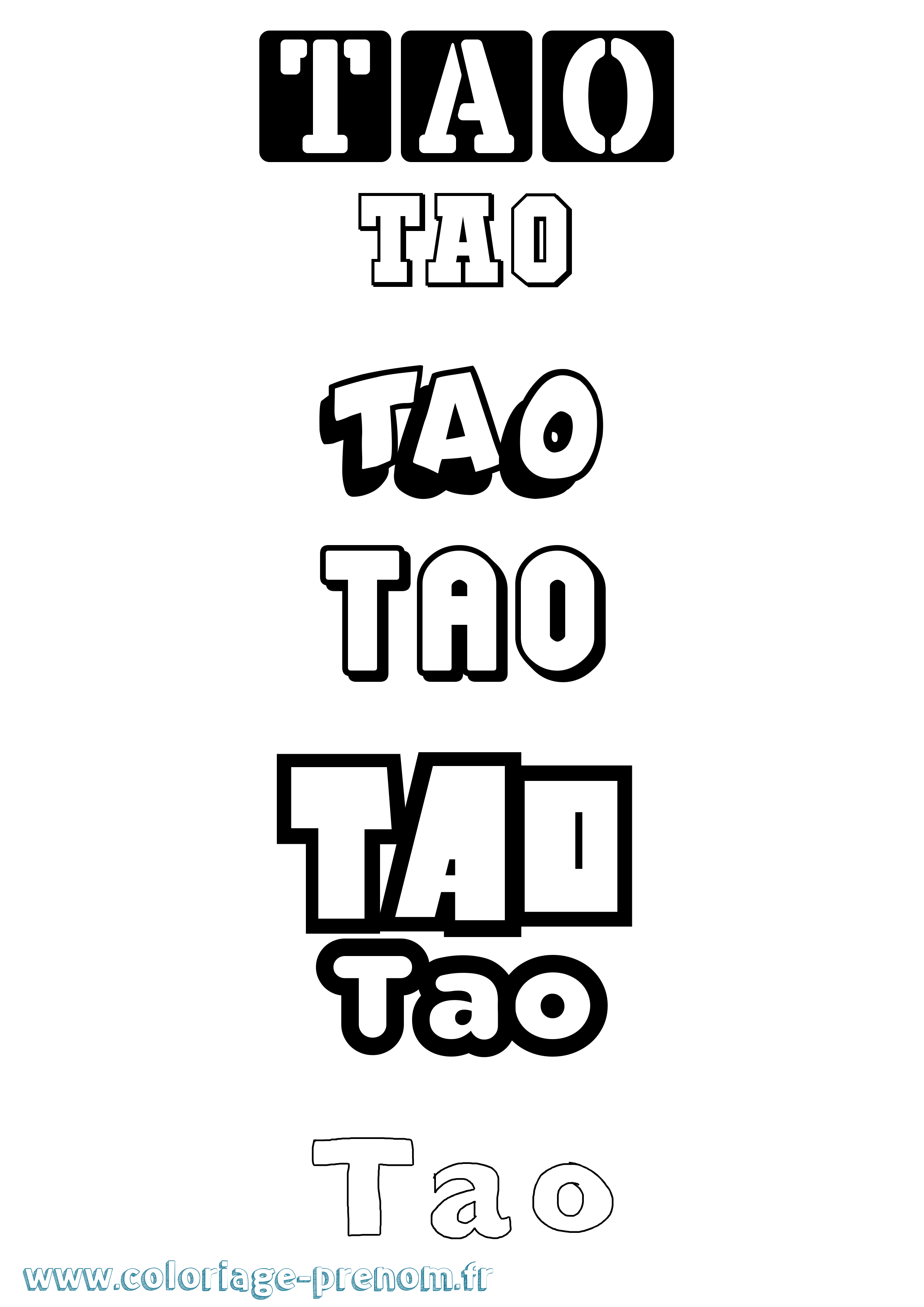 Coloriage prénom Tao Simple