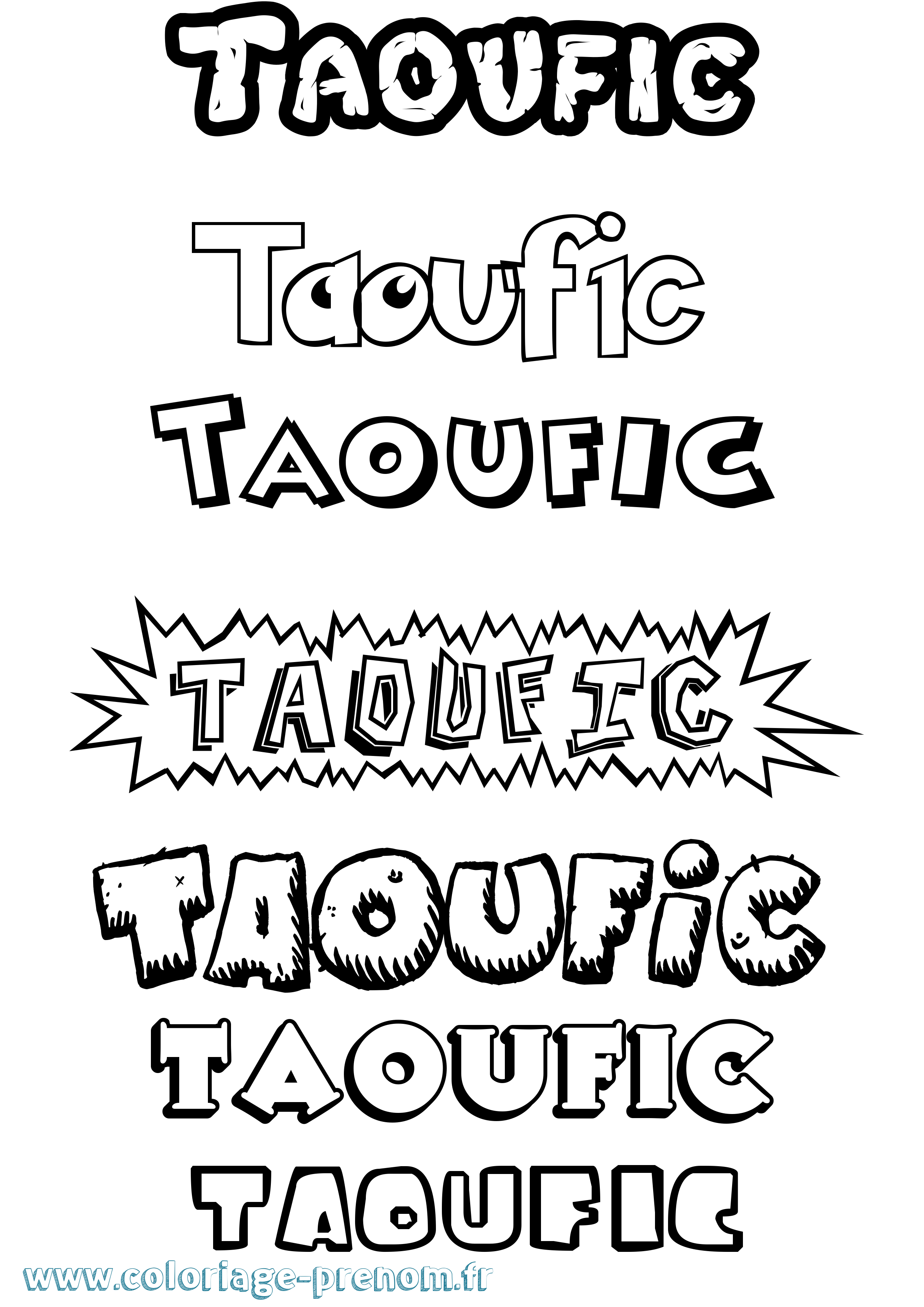 Coloriage prénom Taoufic Dessin Animé
