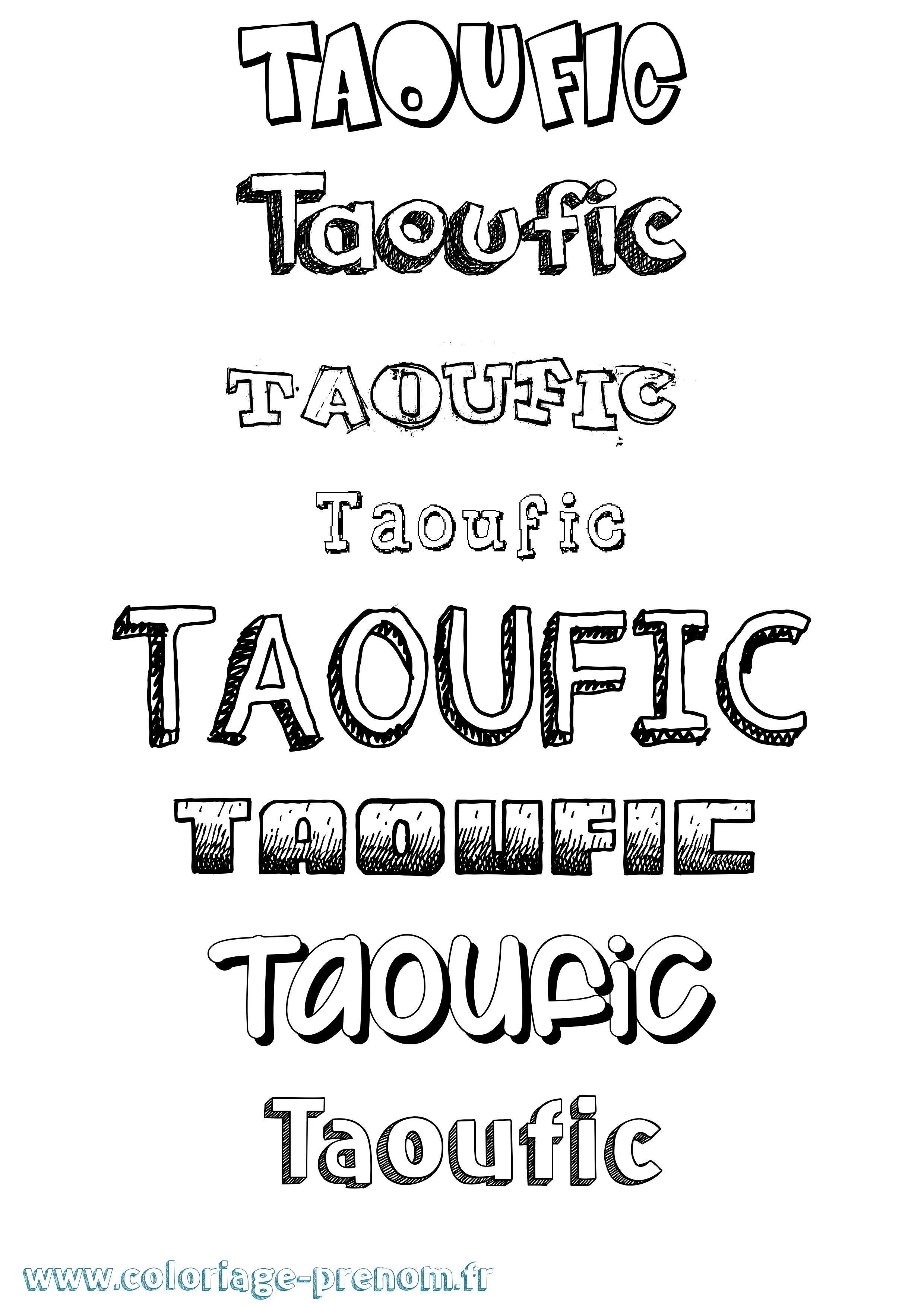 Coloriage prénom Taoufic Dessiné