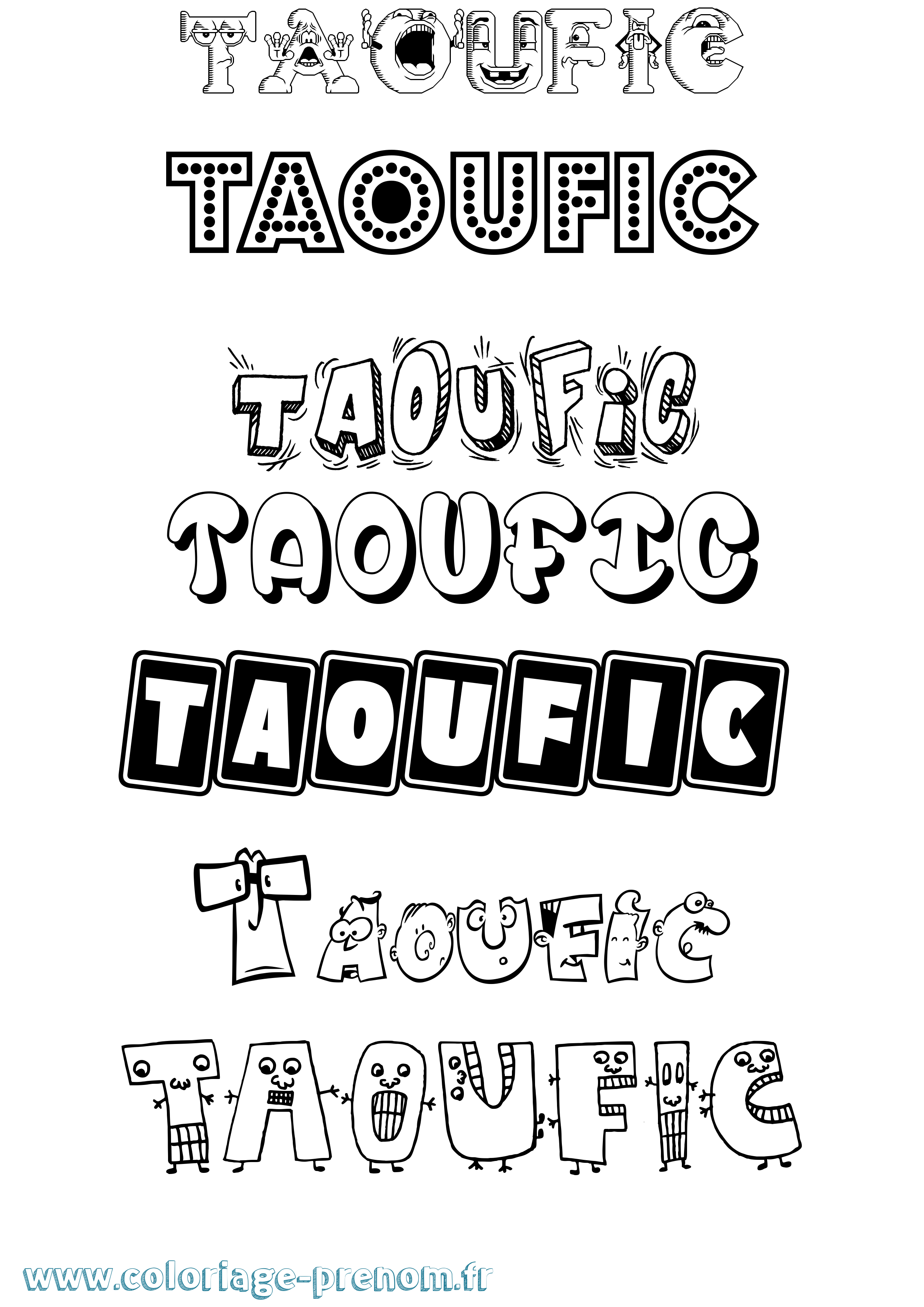 Coloriage prénom Taoufic Fun