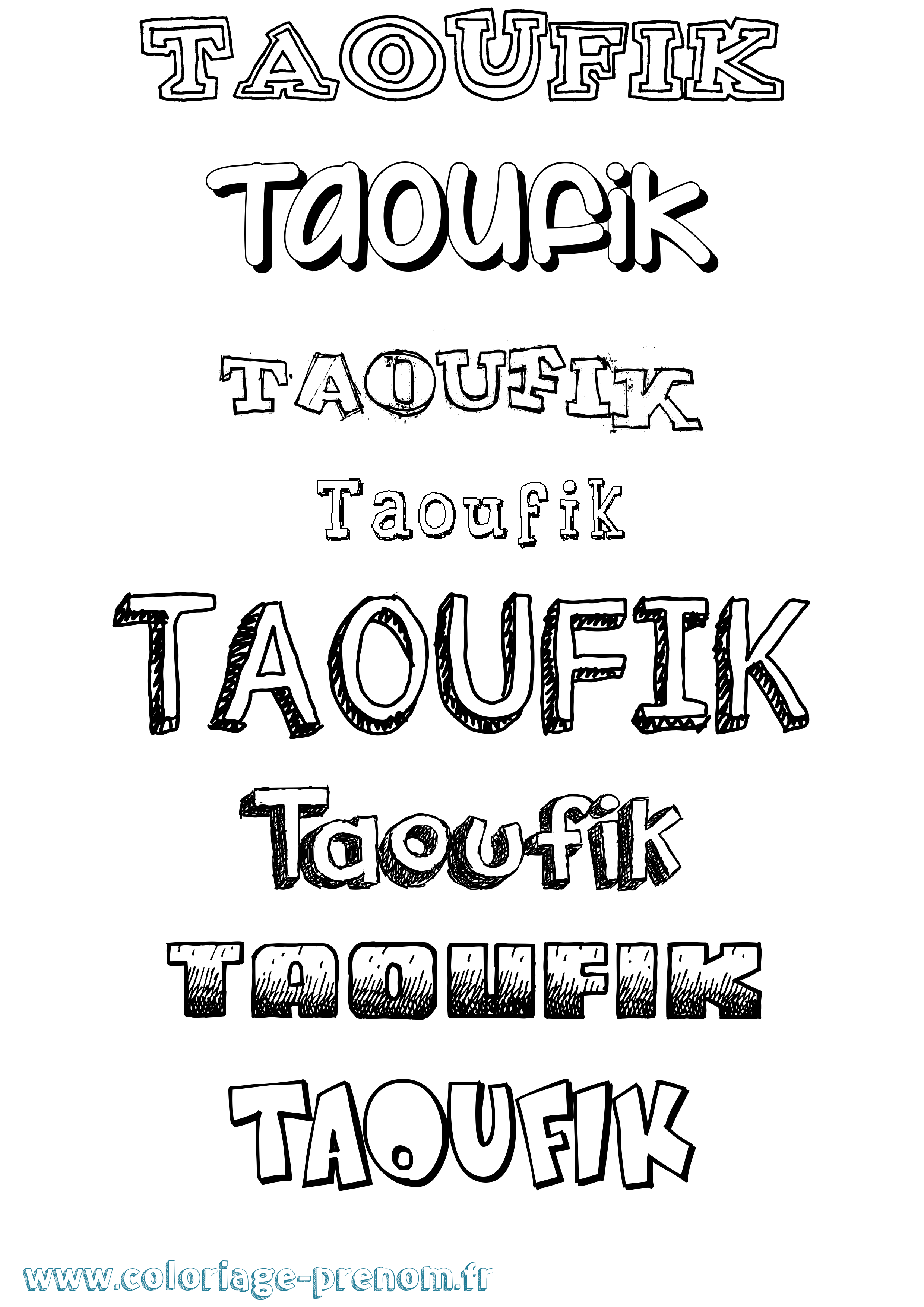 Coloriage prénom Taoufik Dessiné
