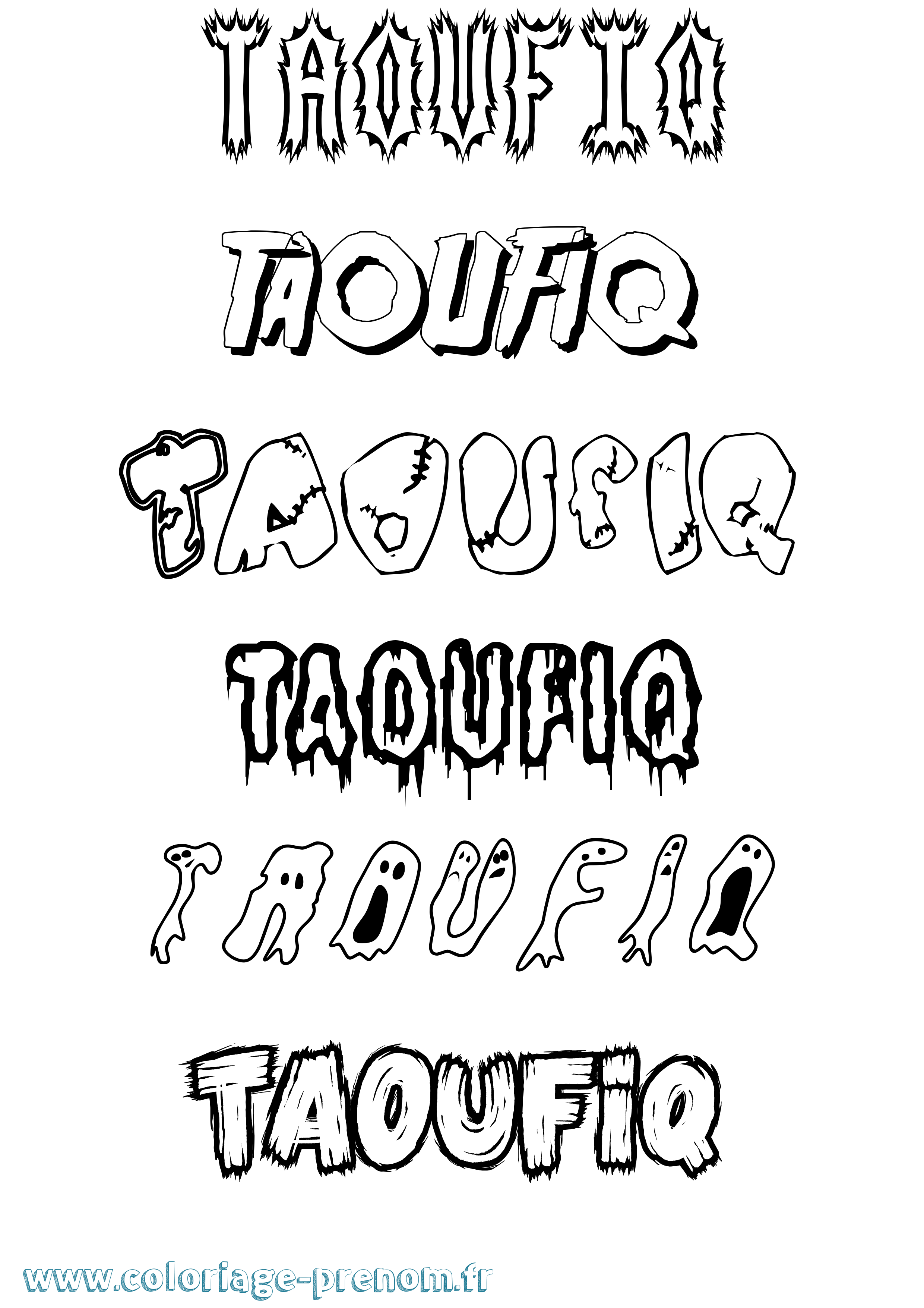 Coloriage prénom Taoufiq Frisson