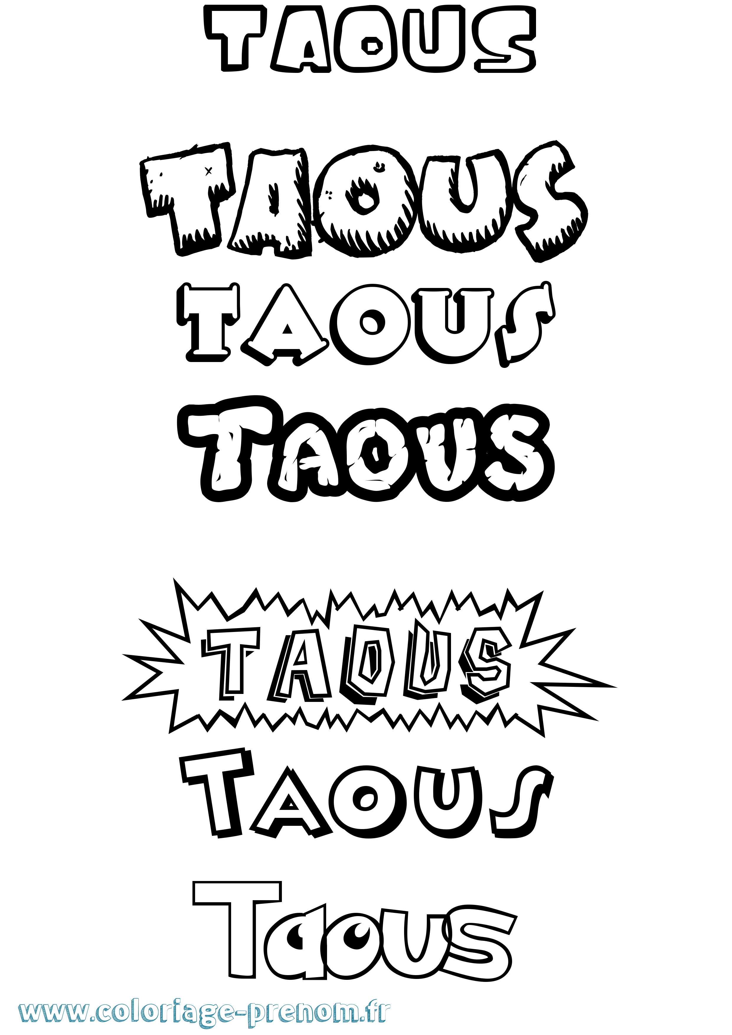 Coloriage Taous Dessin Animé Coloriage prénom Taous Dessin Animé