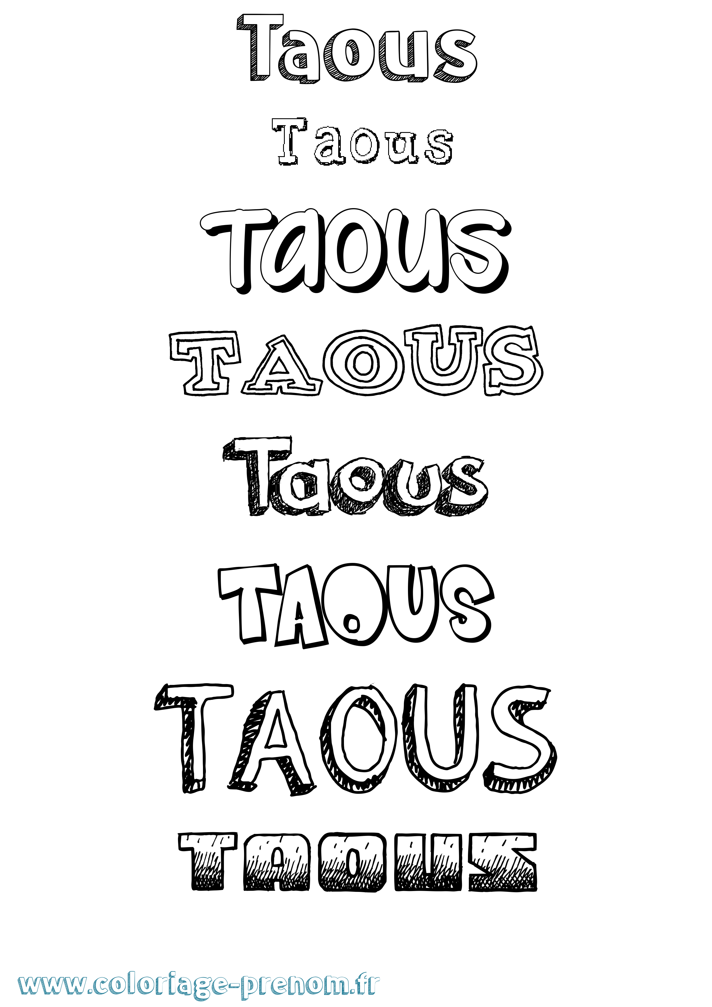 Coloriage Taous Dessiné Coloriage prénom Taous Dessiné