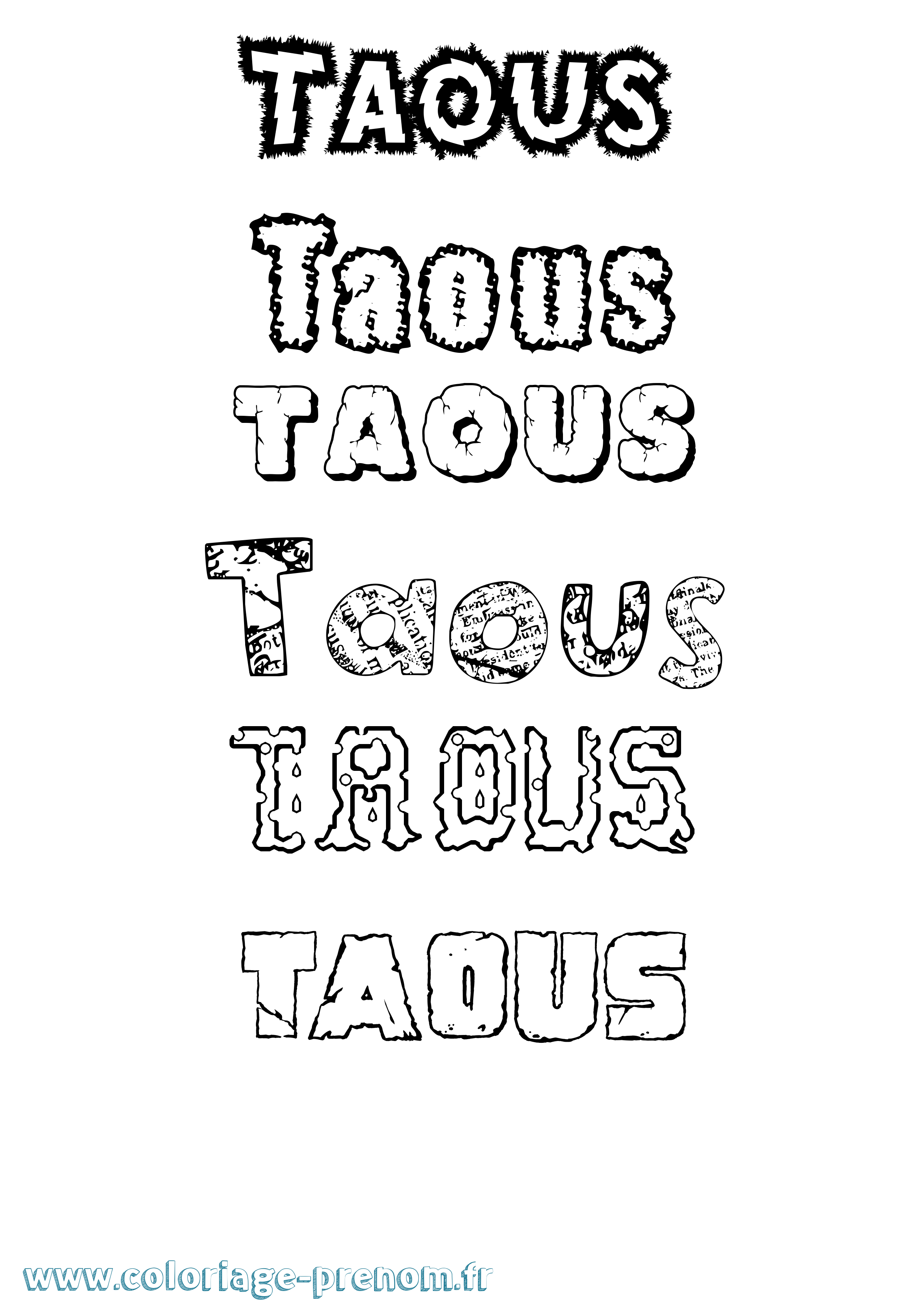 Coloriage Taous Destructuré Coloriage prénom Taous Destructuré