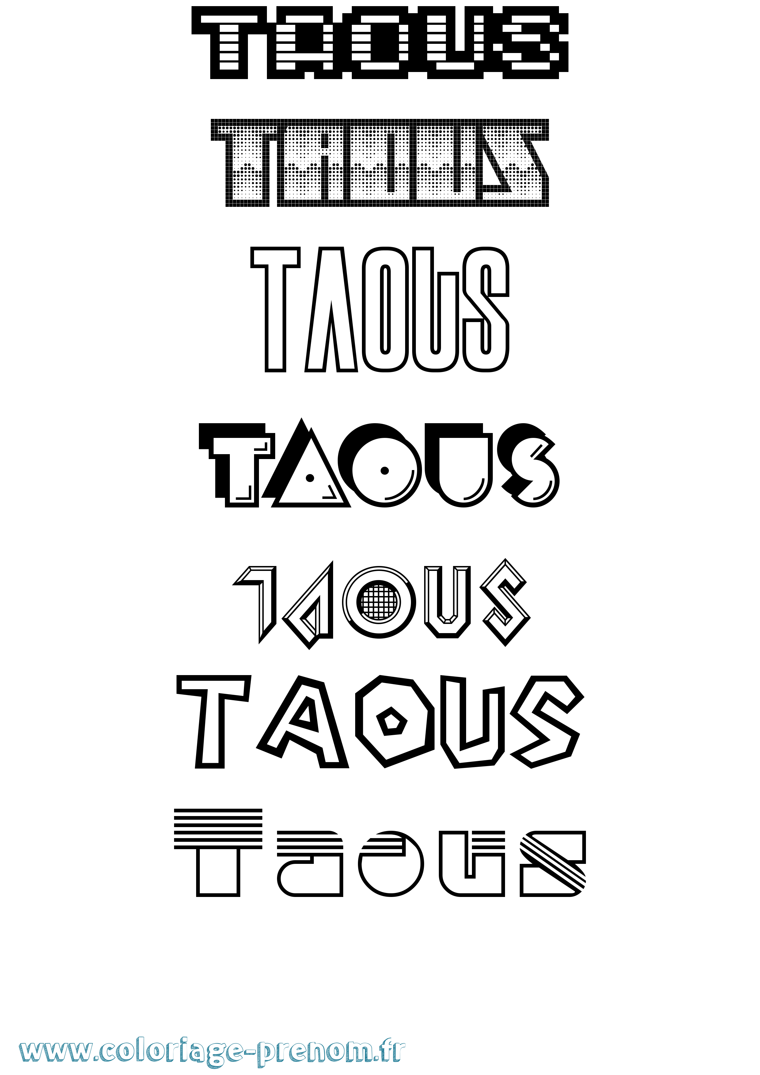 Coloriage Taous Jeux Vidéos Coloriage prénom Taous Jeux Vidéos