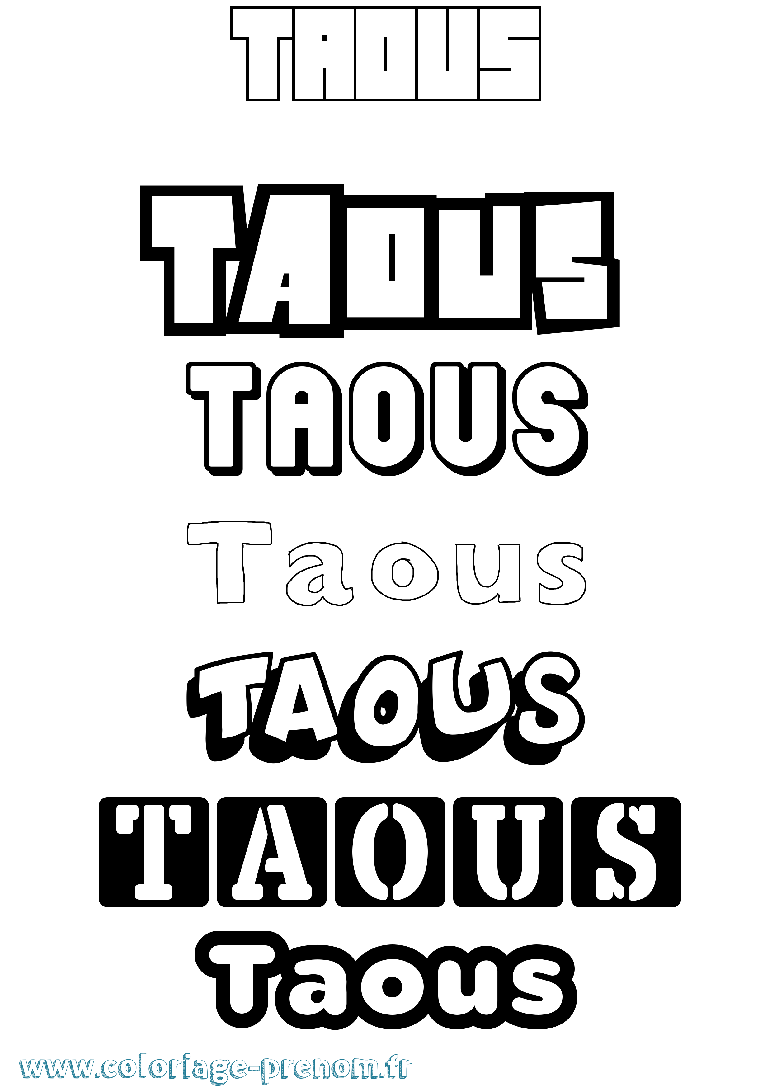Coloriage prénom Taous Simple