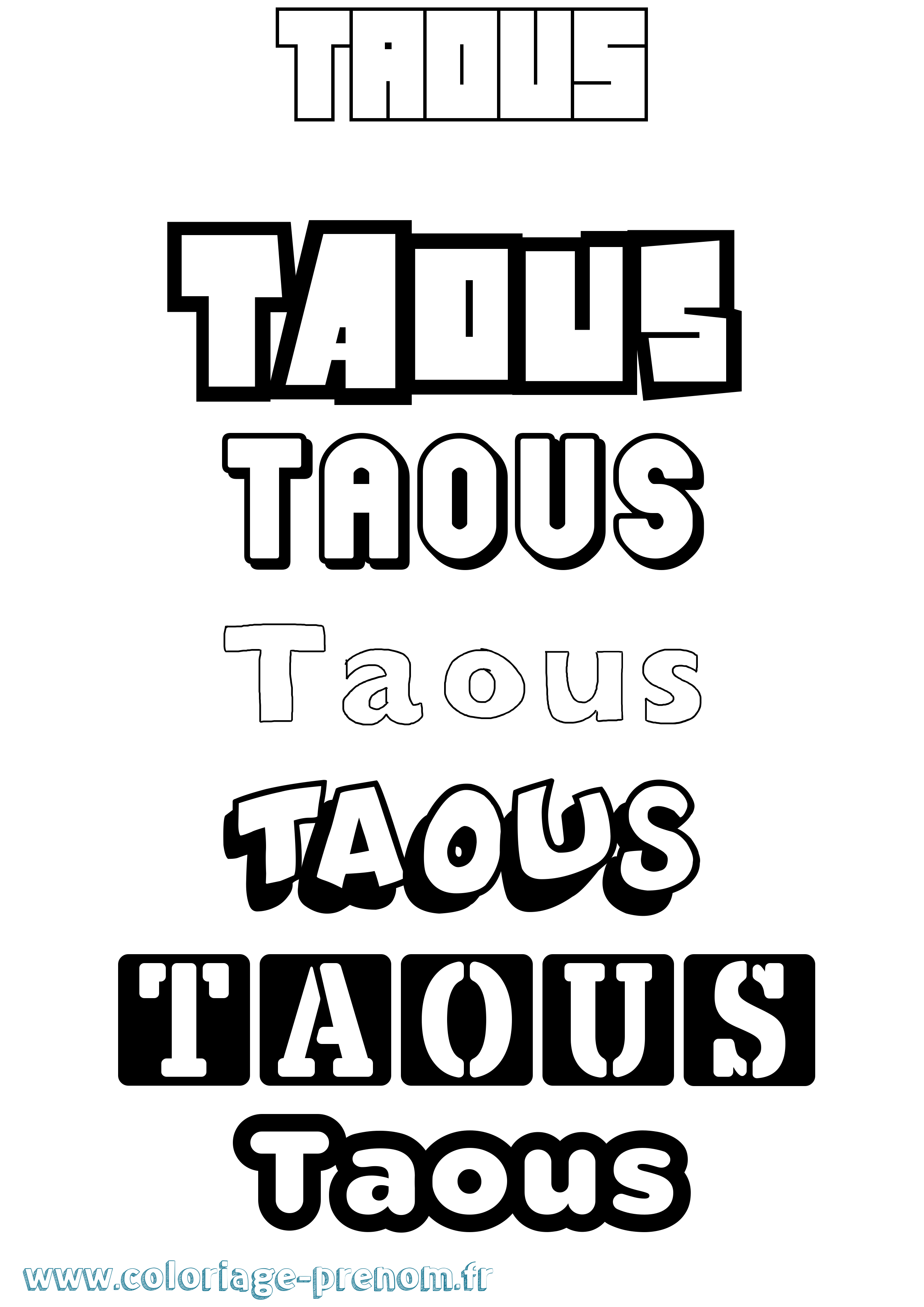 Coloriage Taous Simple Coloriage prénom Taous Simple