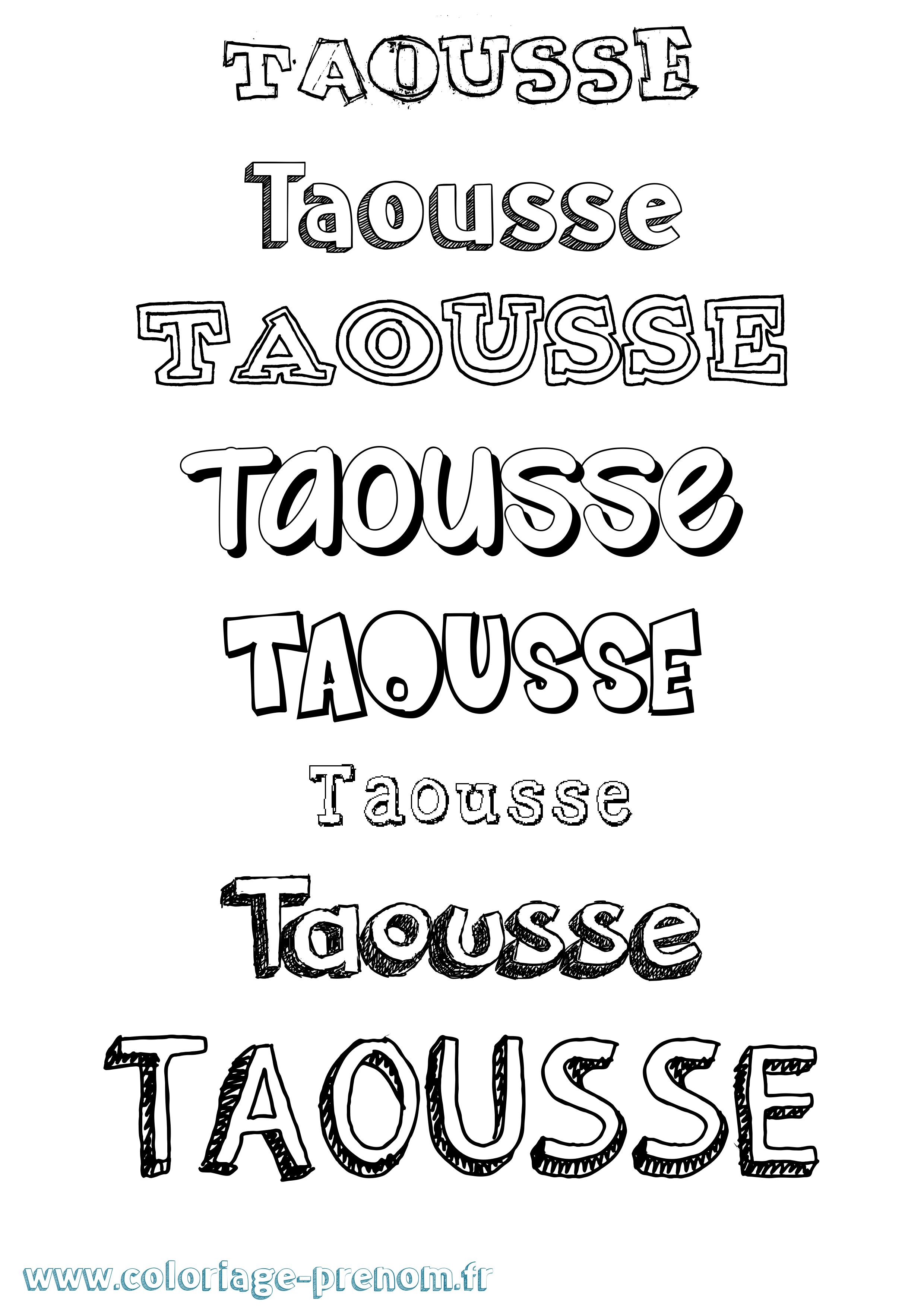 Coloriage prénom Taousse Dessiné