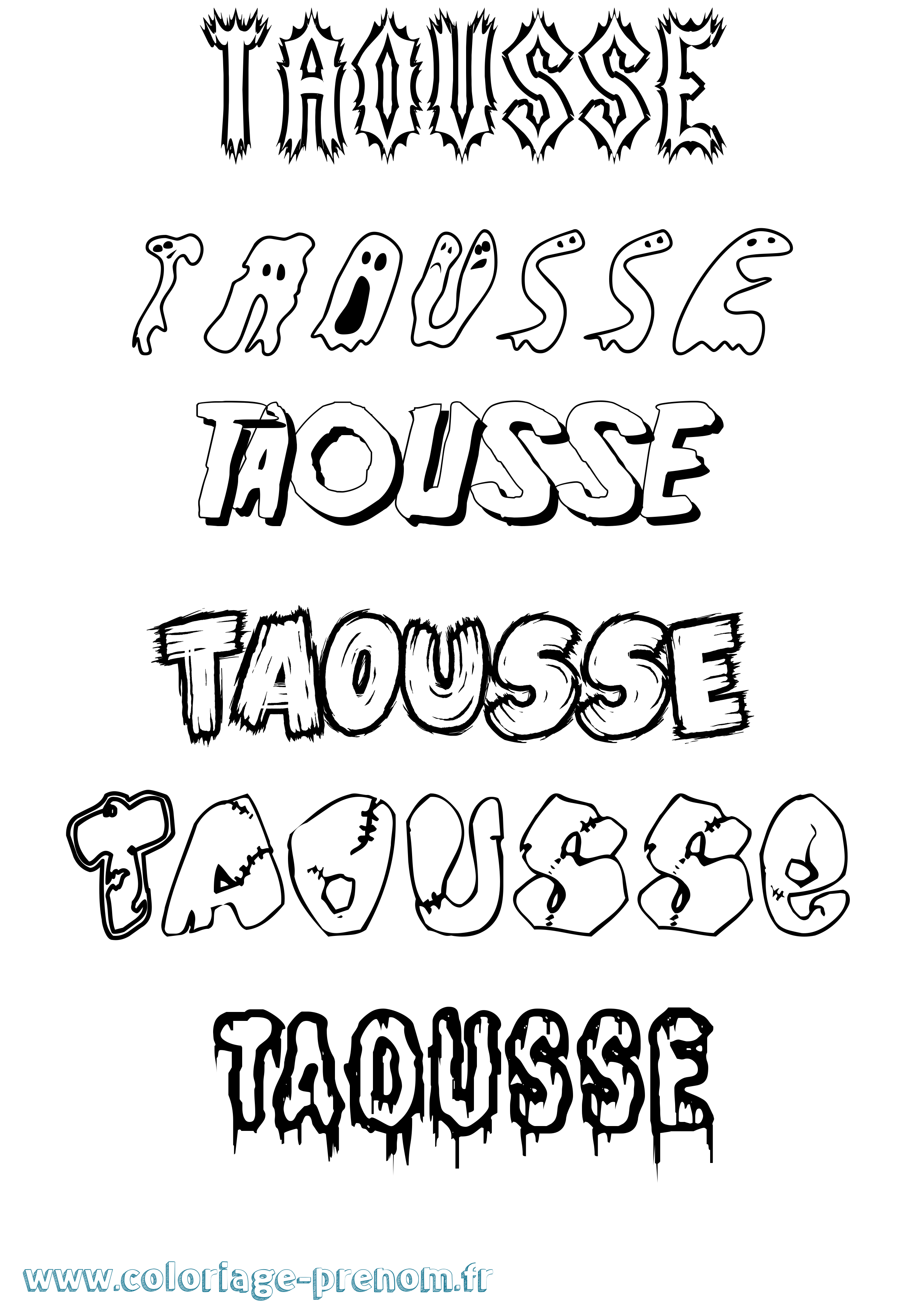 Coloriage prénom Taousse Frisson