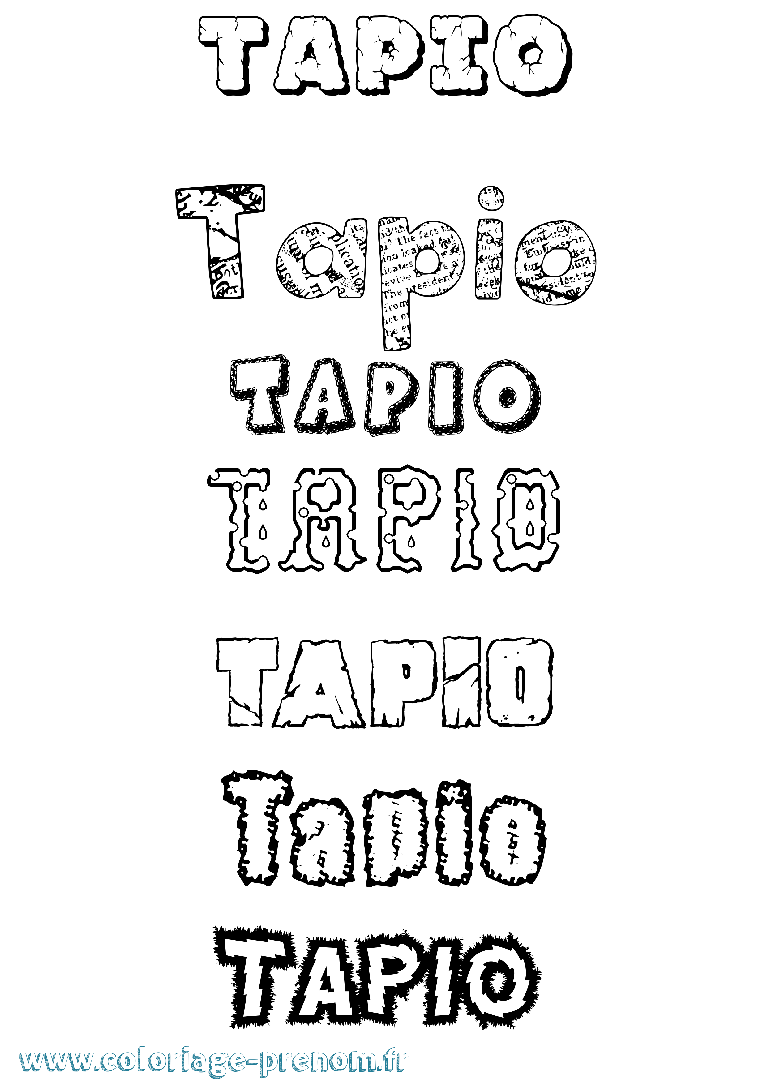 Coloriage Tapio Destructuré Coloriage prénom Tapio Destructuré
