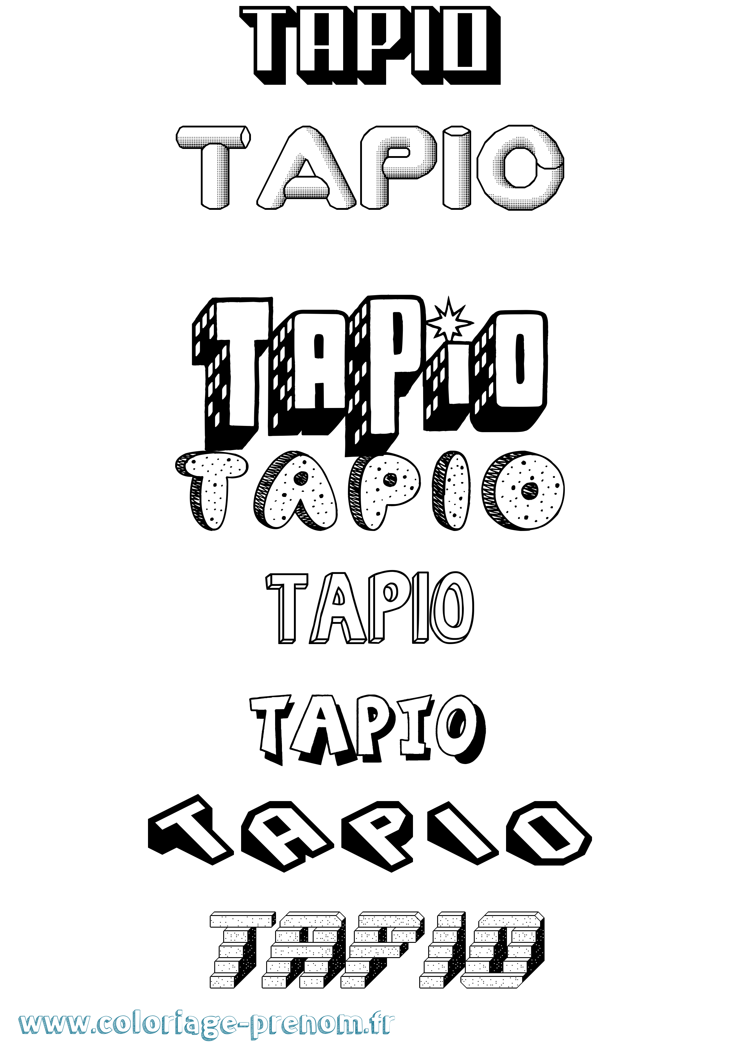 Coloriage Tapio Effet 3D Coloriage prénom Tapio Effet 3D