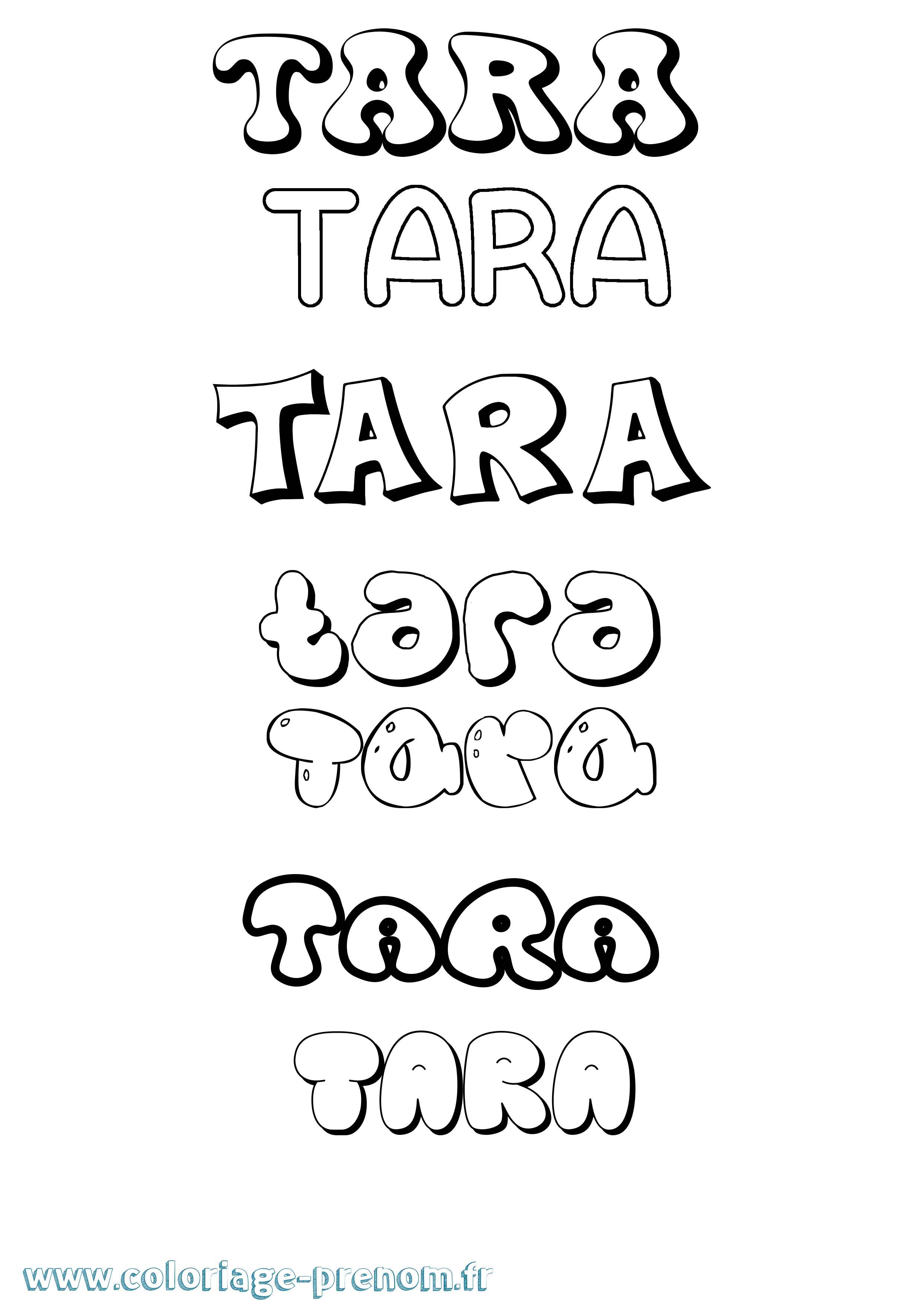 Coloriage prénom Tara Bubble