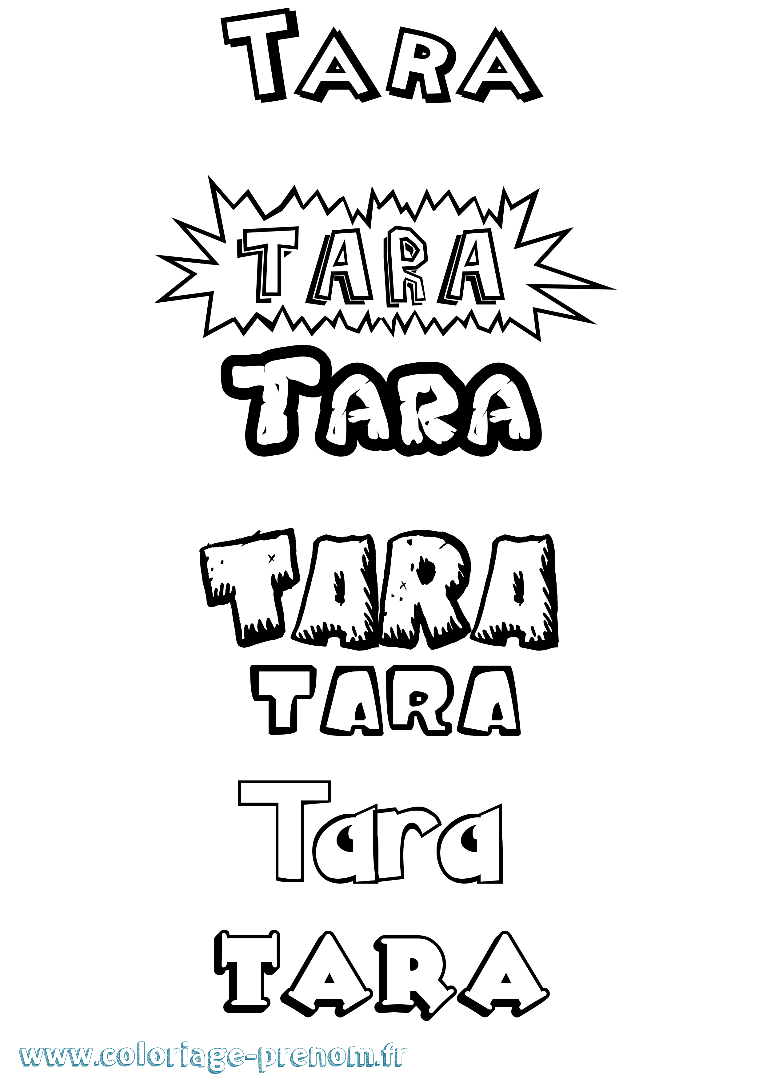 Coloriage prénom Tara Dessin Animé