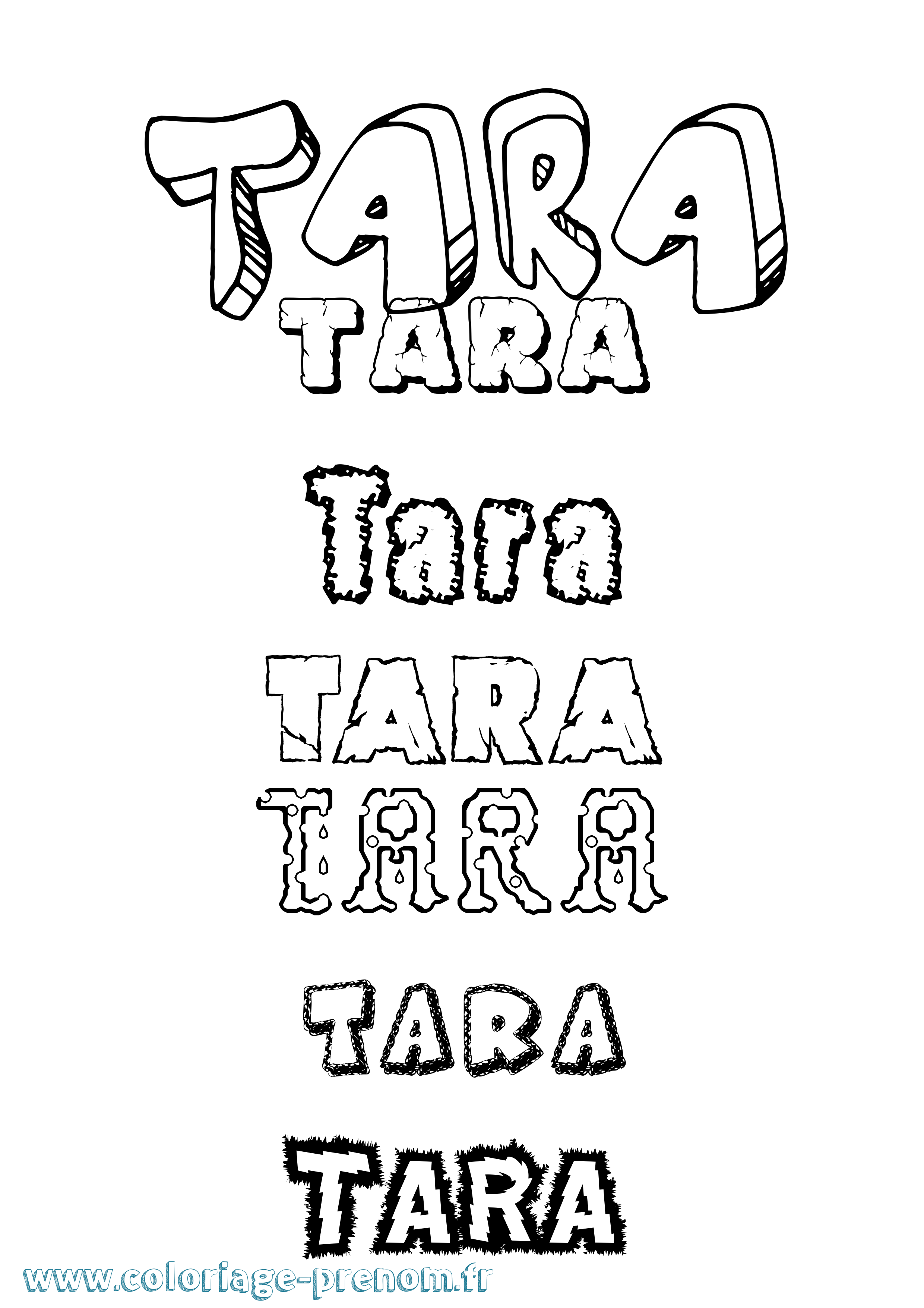 Coloriage prénom Tara Destructuré