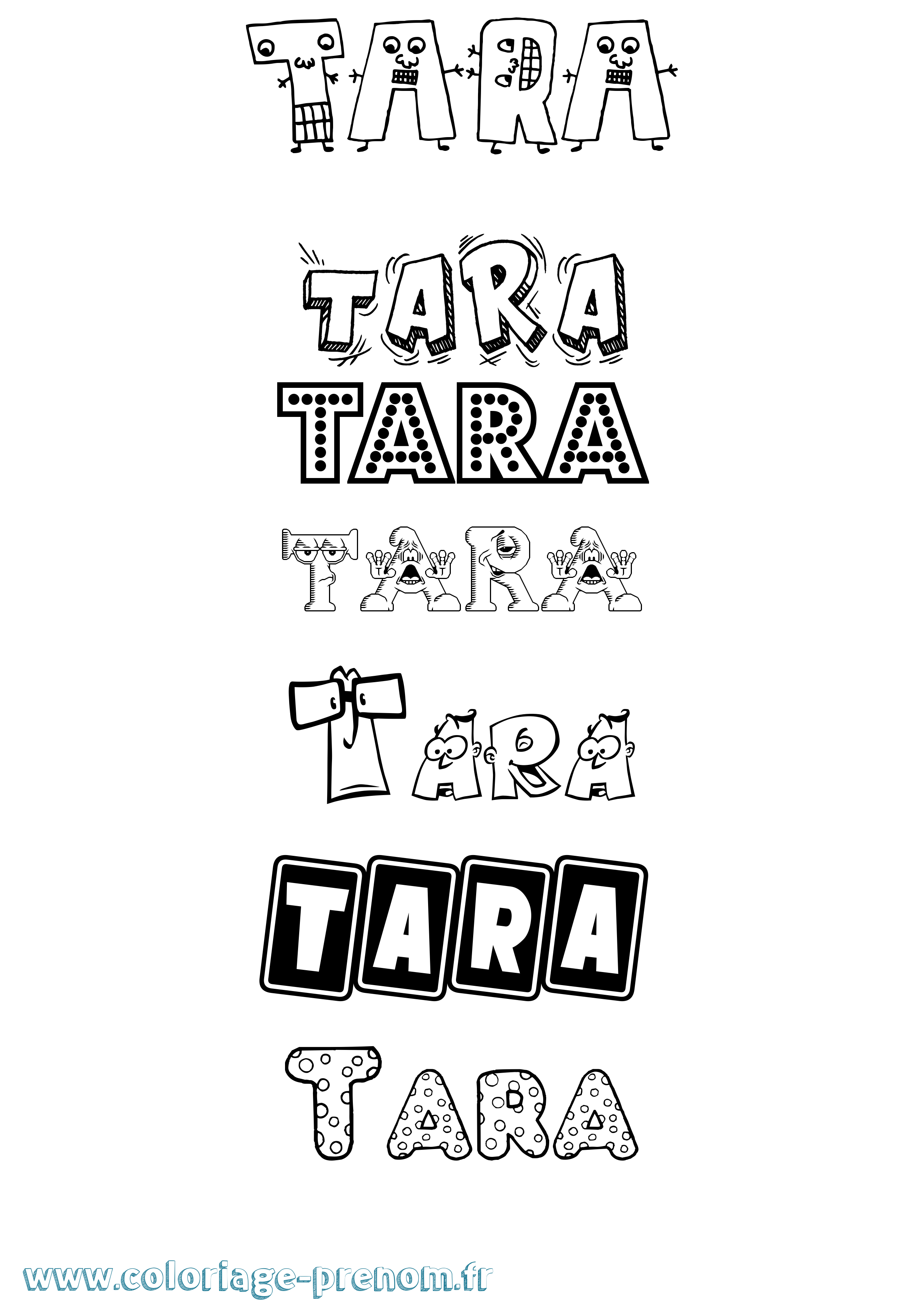 Coloriage prénom Tara Fun