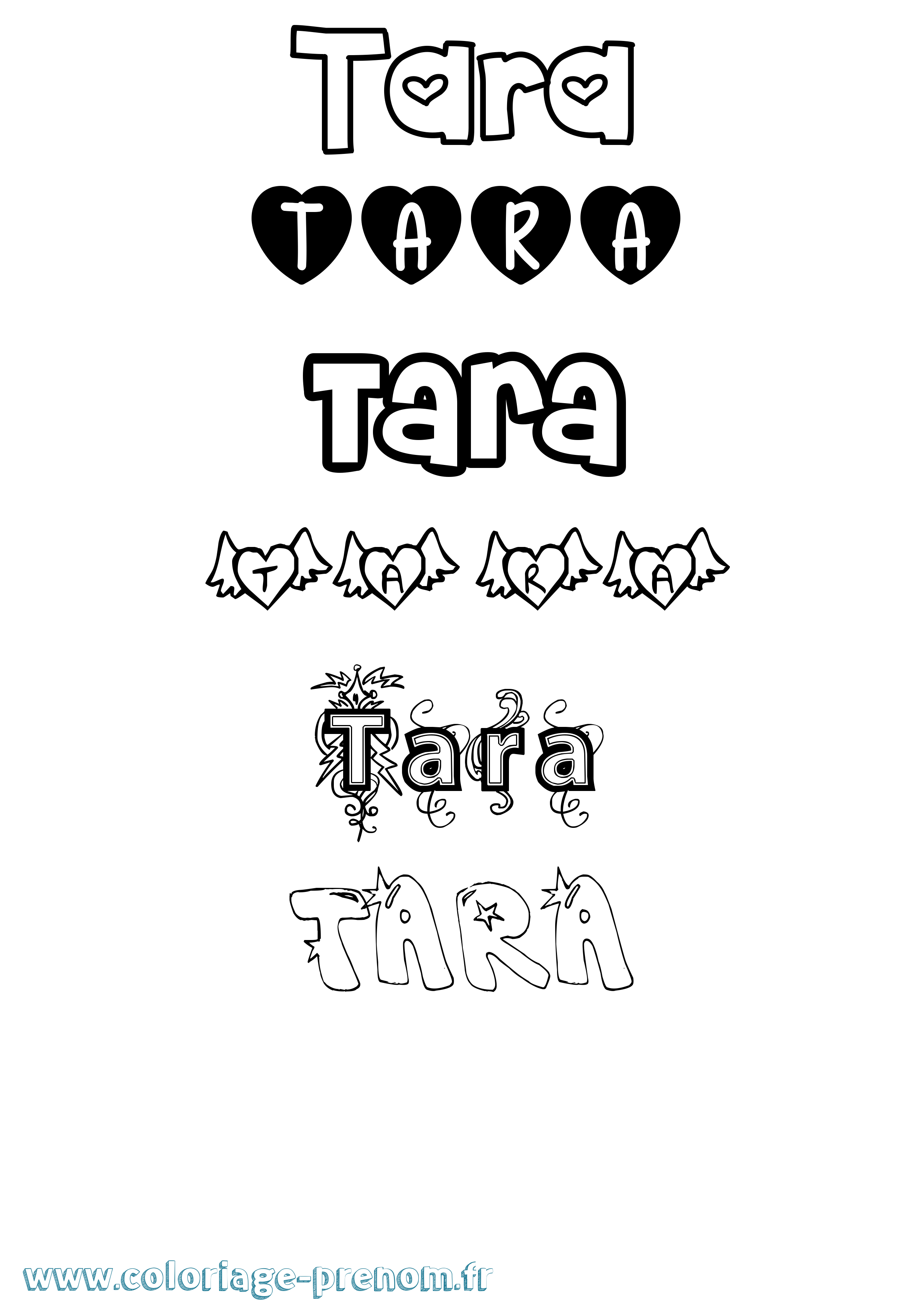 Coloriage prénom Tara Girly