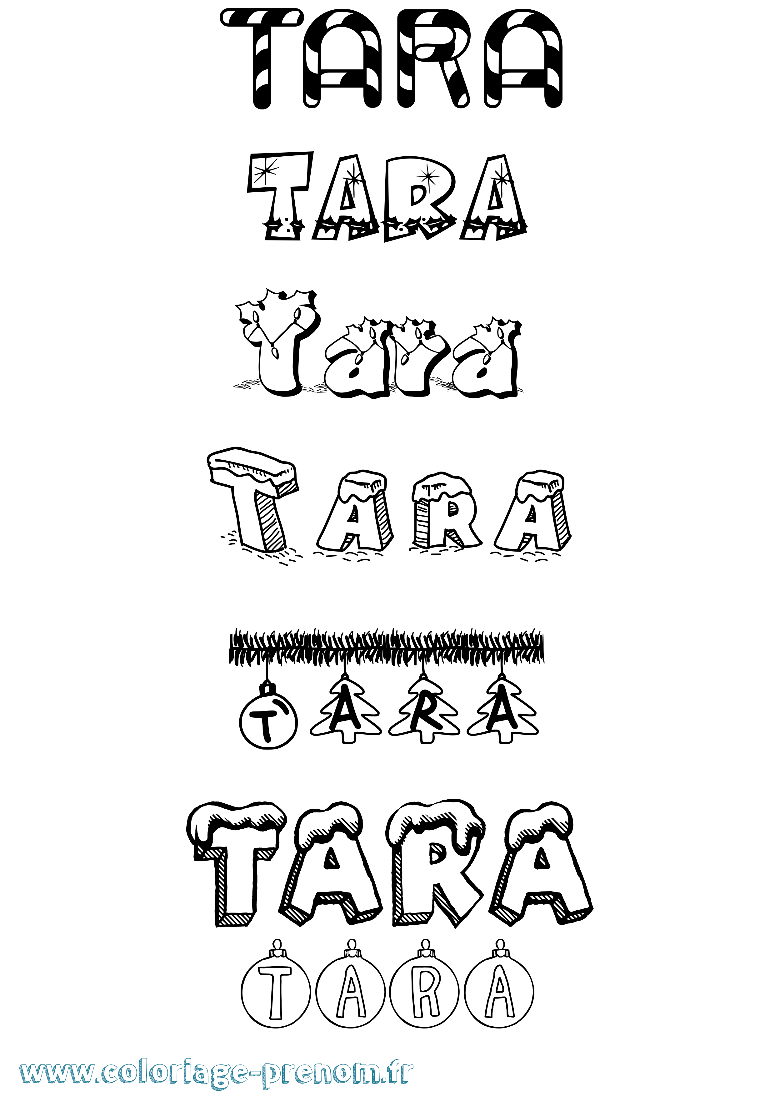 Coloriage prénom Tara Noël