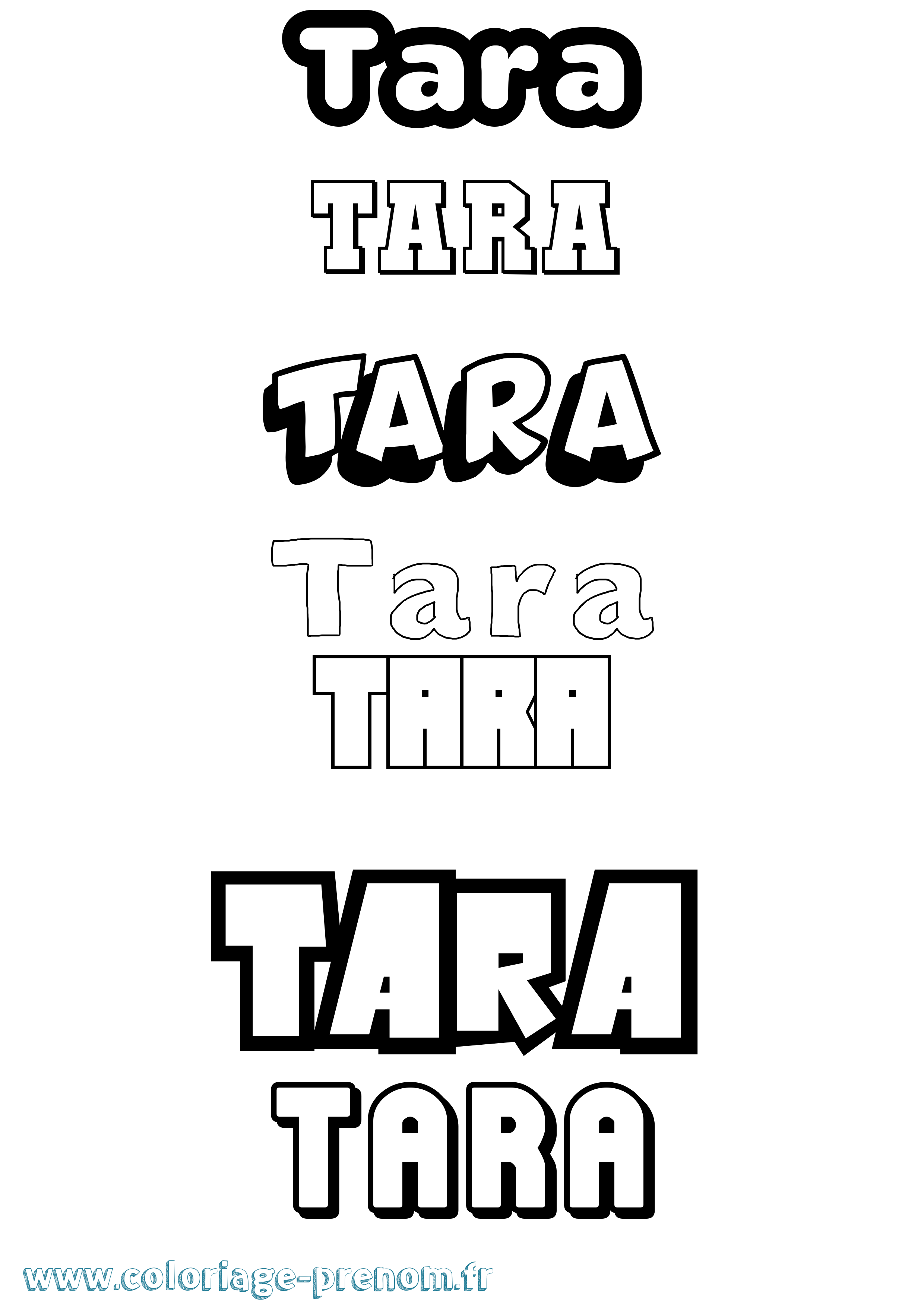 Coloriage prénom Tara Simple
