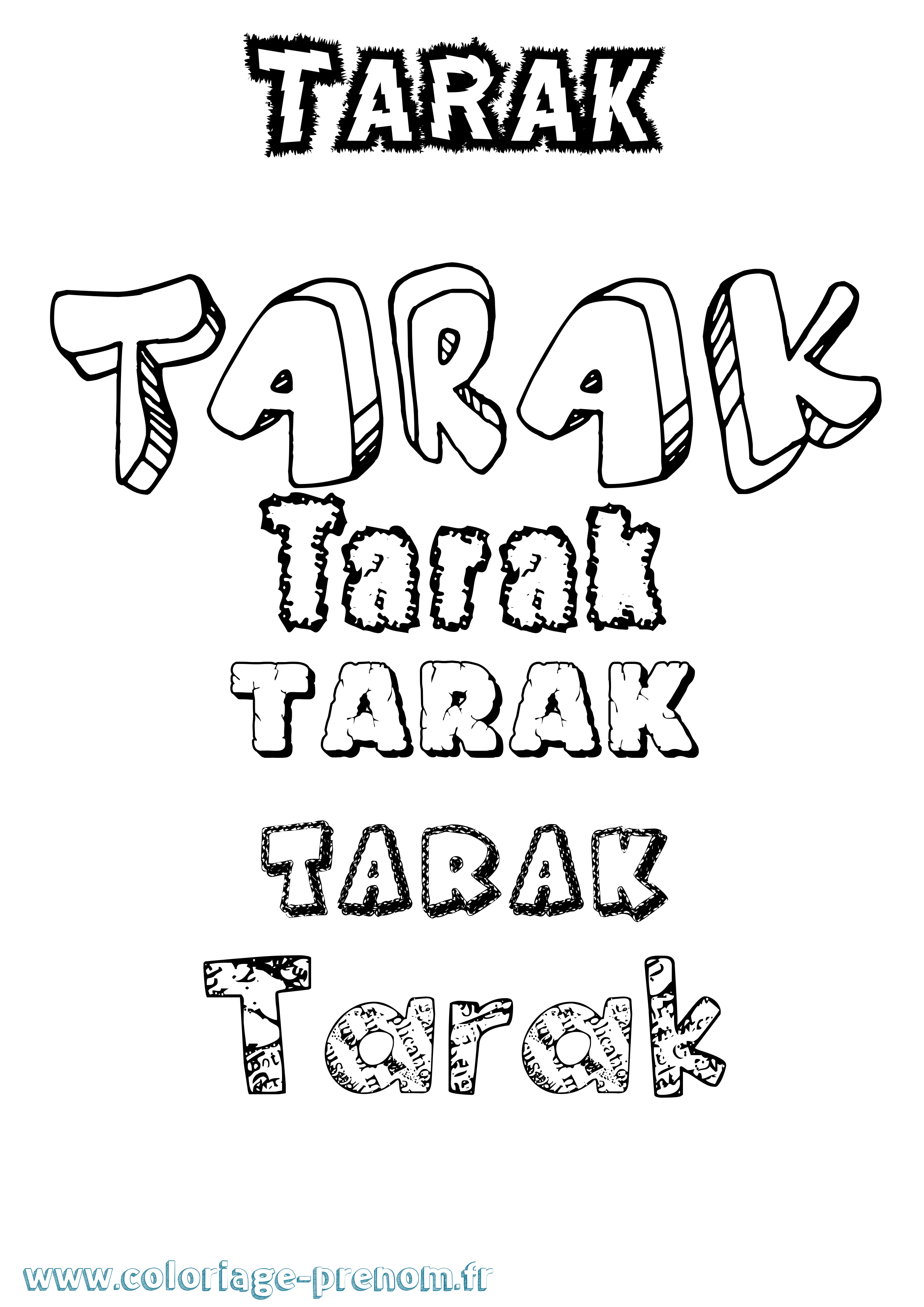 Coloriage prénom Tarak Destructuré