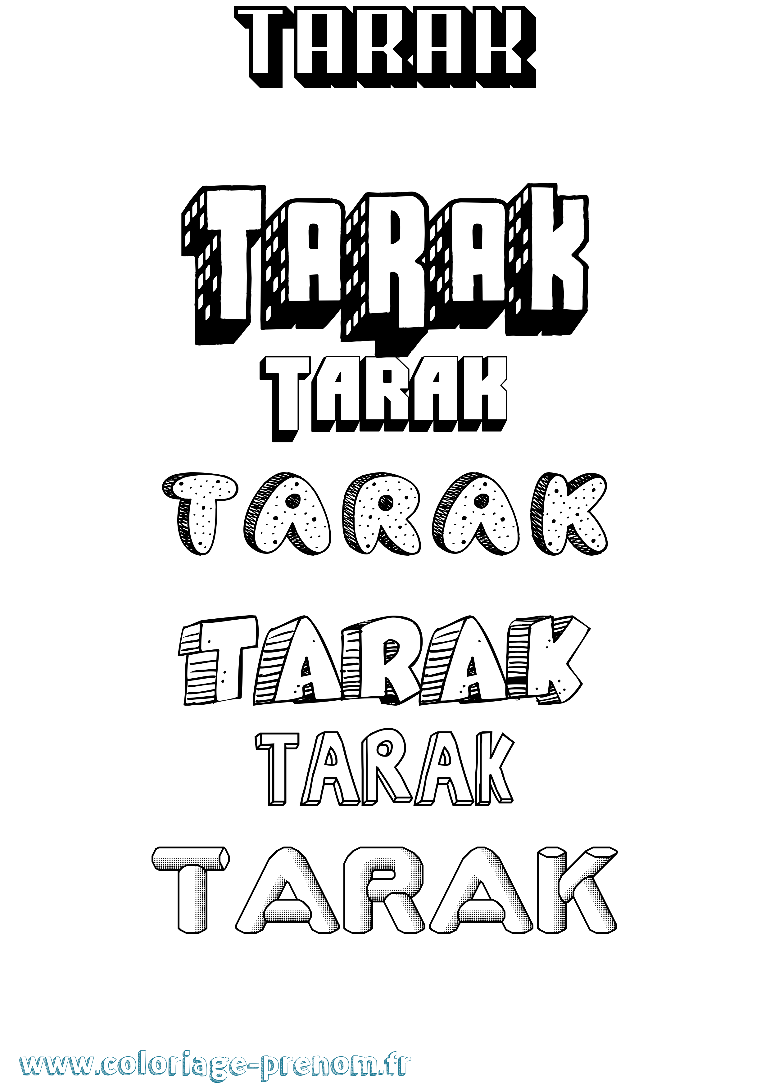 Coloriage prénom Tarak Effet 3D