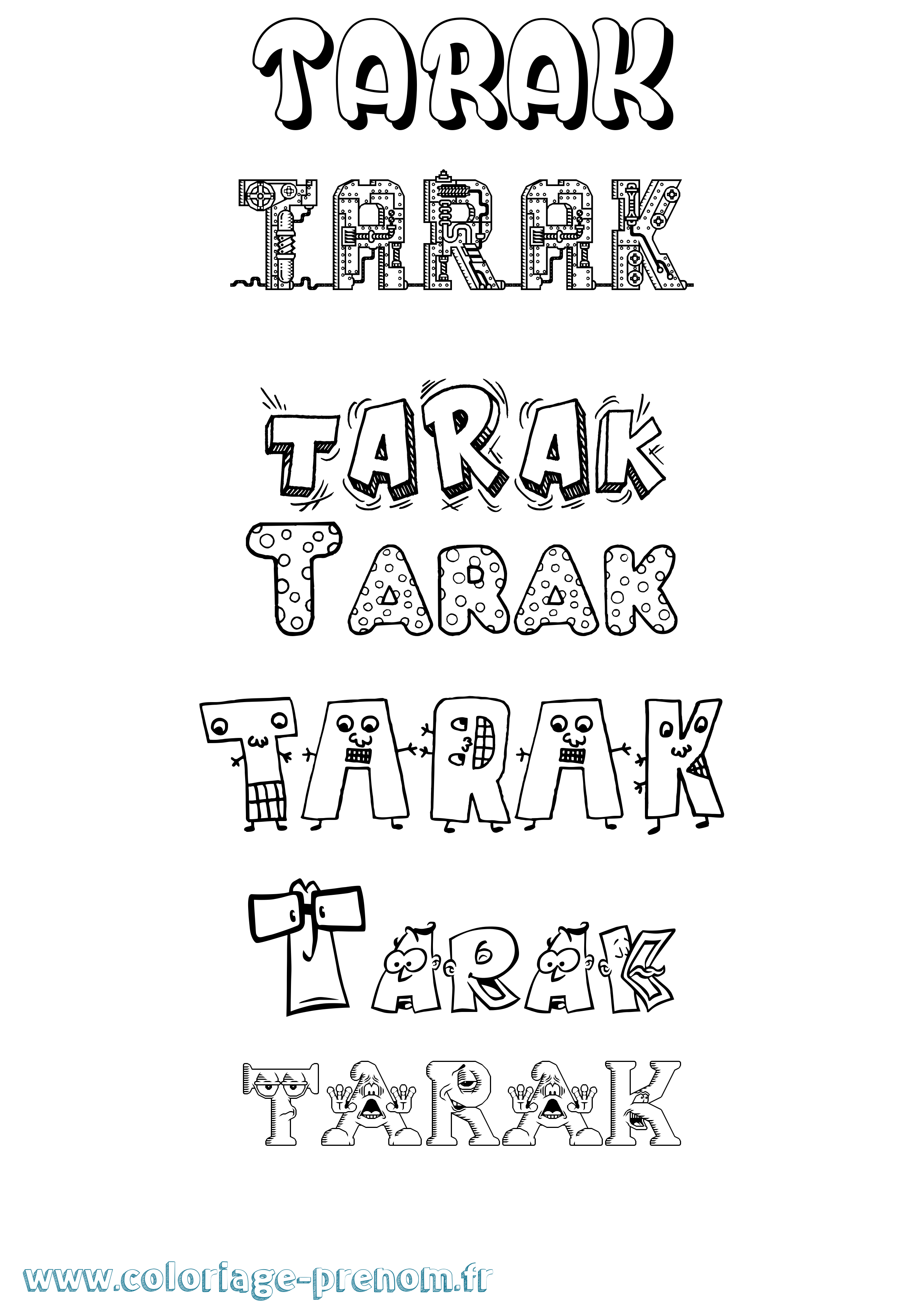 Coloriage prénom Tarak Fun