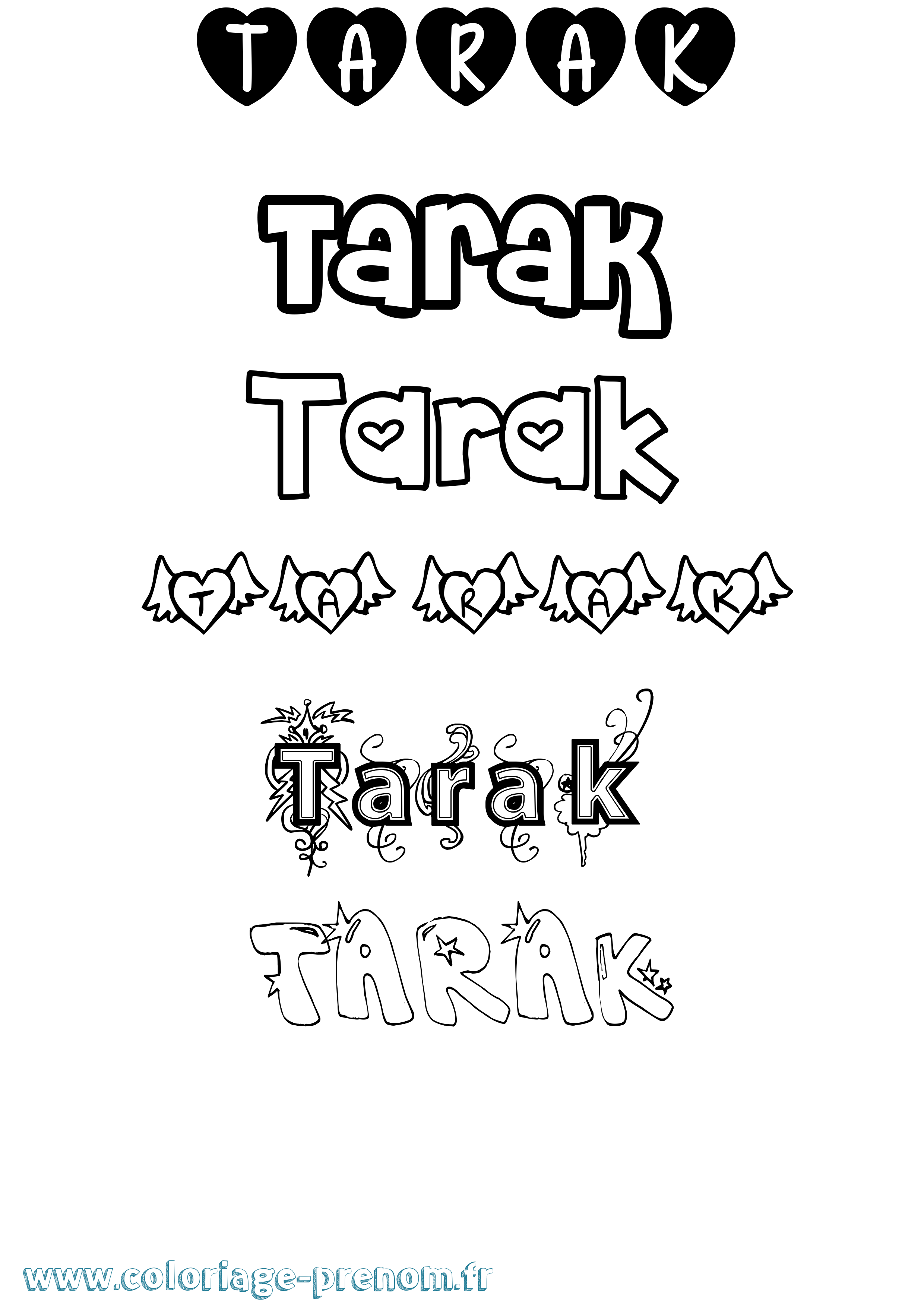 Coloriage prénom Tarak Girly
