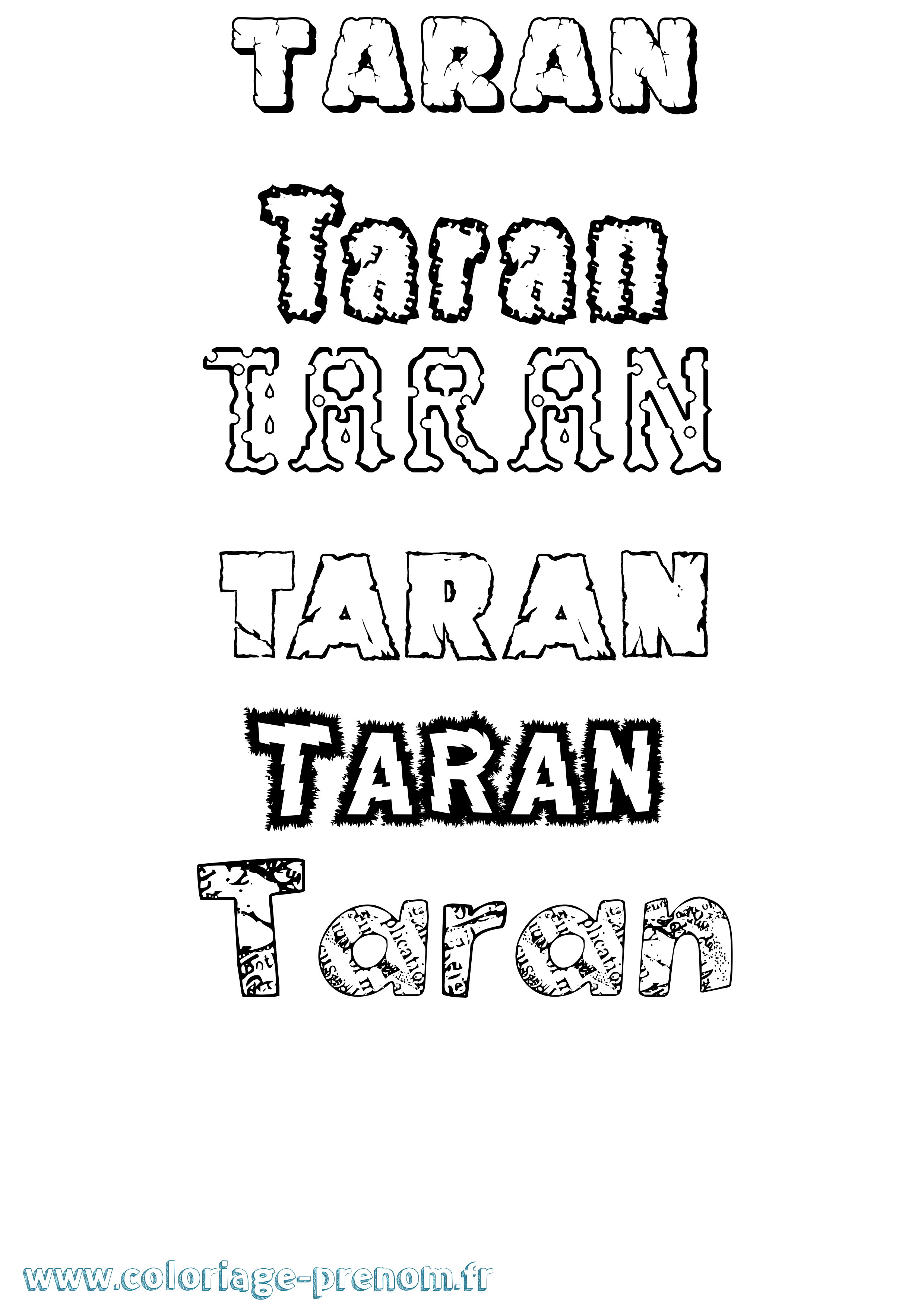 Coloriage prénom Taran Destructuré