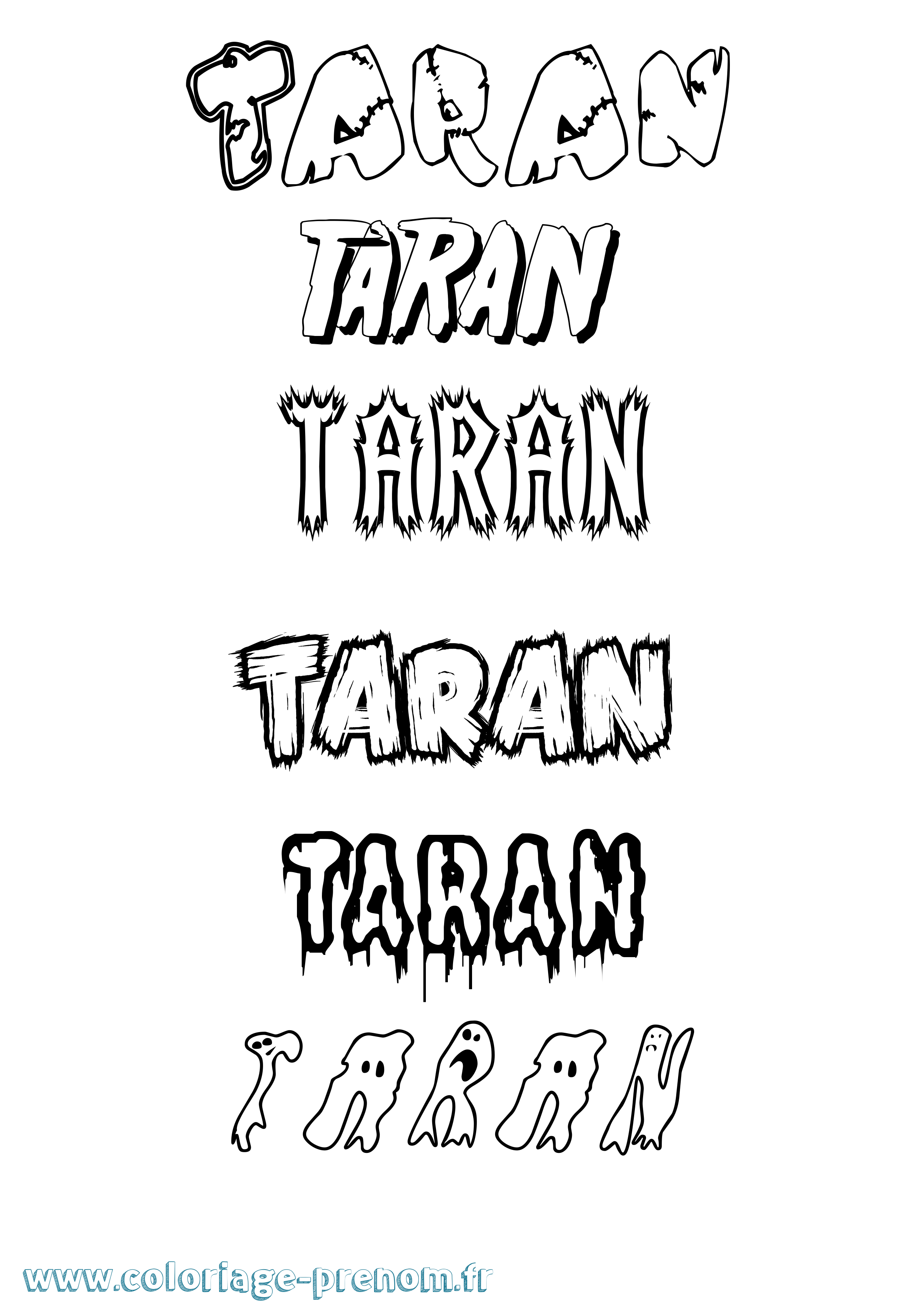 Coloriage prénom Taran Frisson