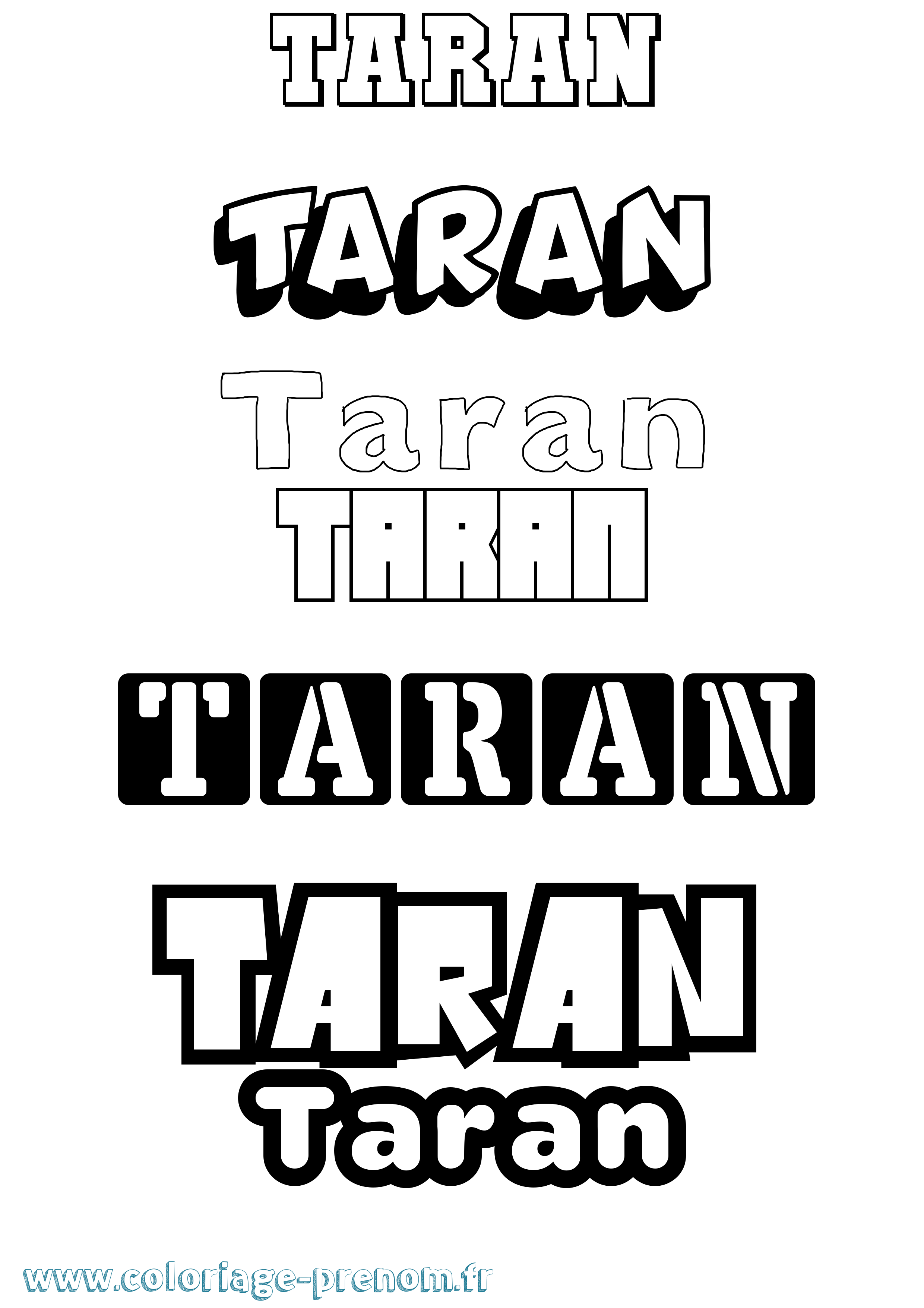 Coloriage prénom Taran Simple