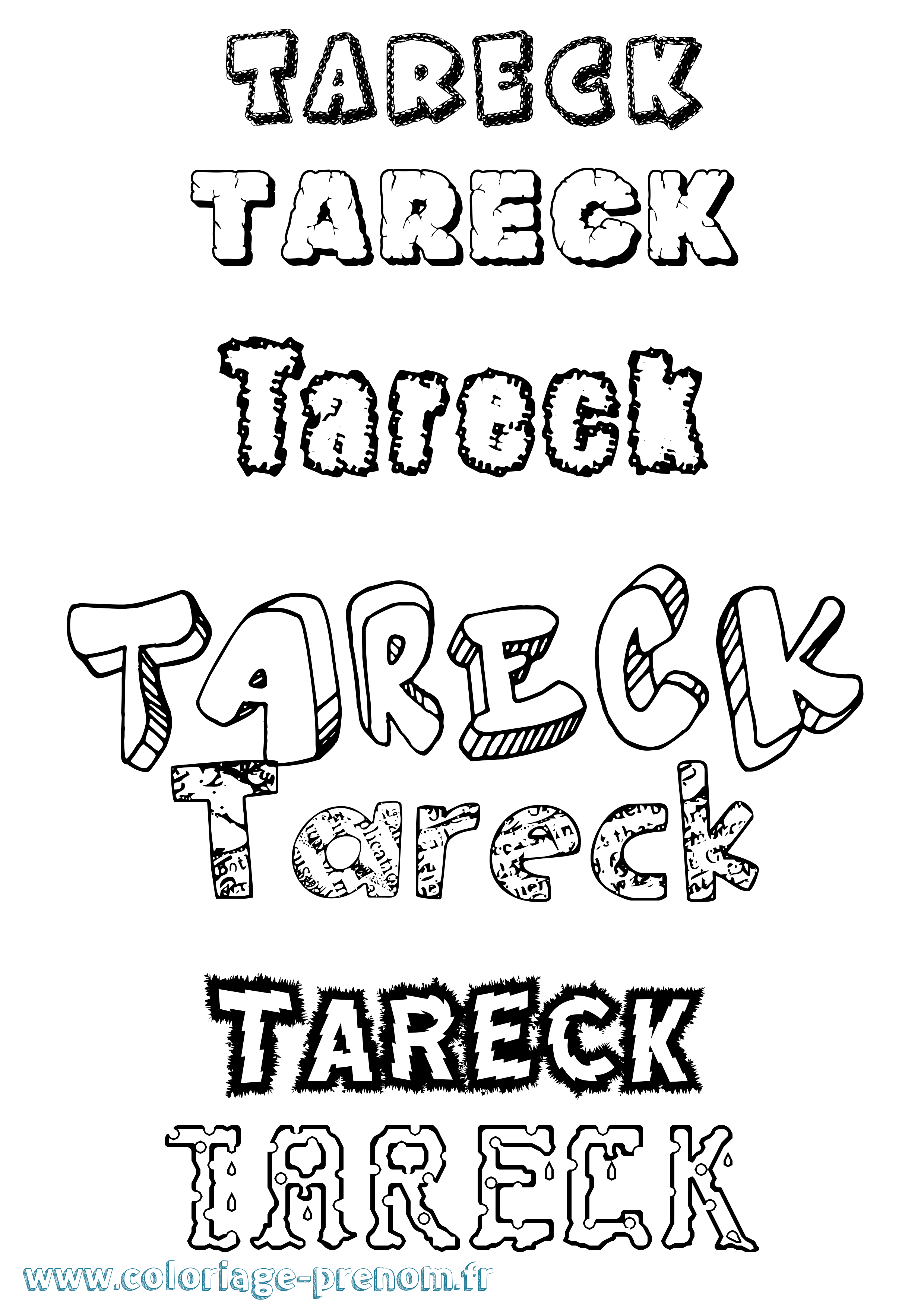 Coloriage prénom Tareck Destructuré