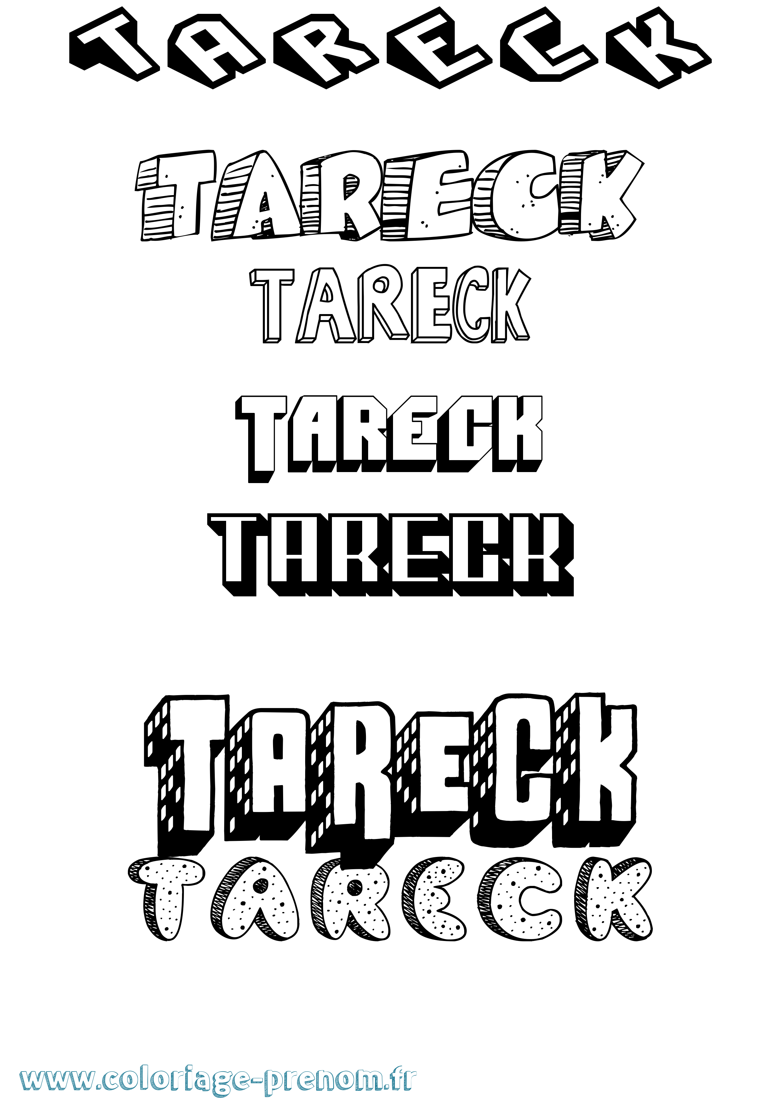 Coloriage prénom Tareck Effet 3D