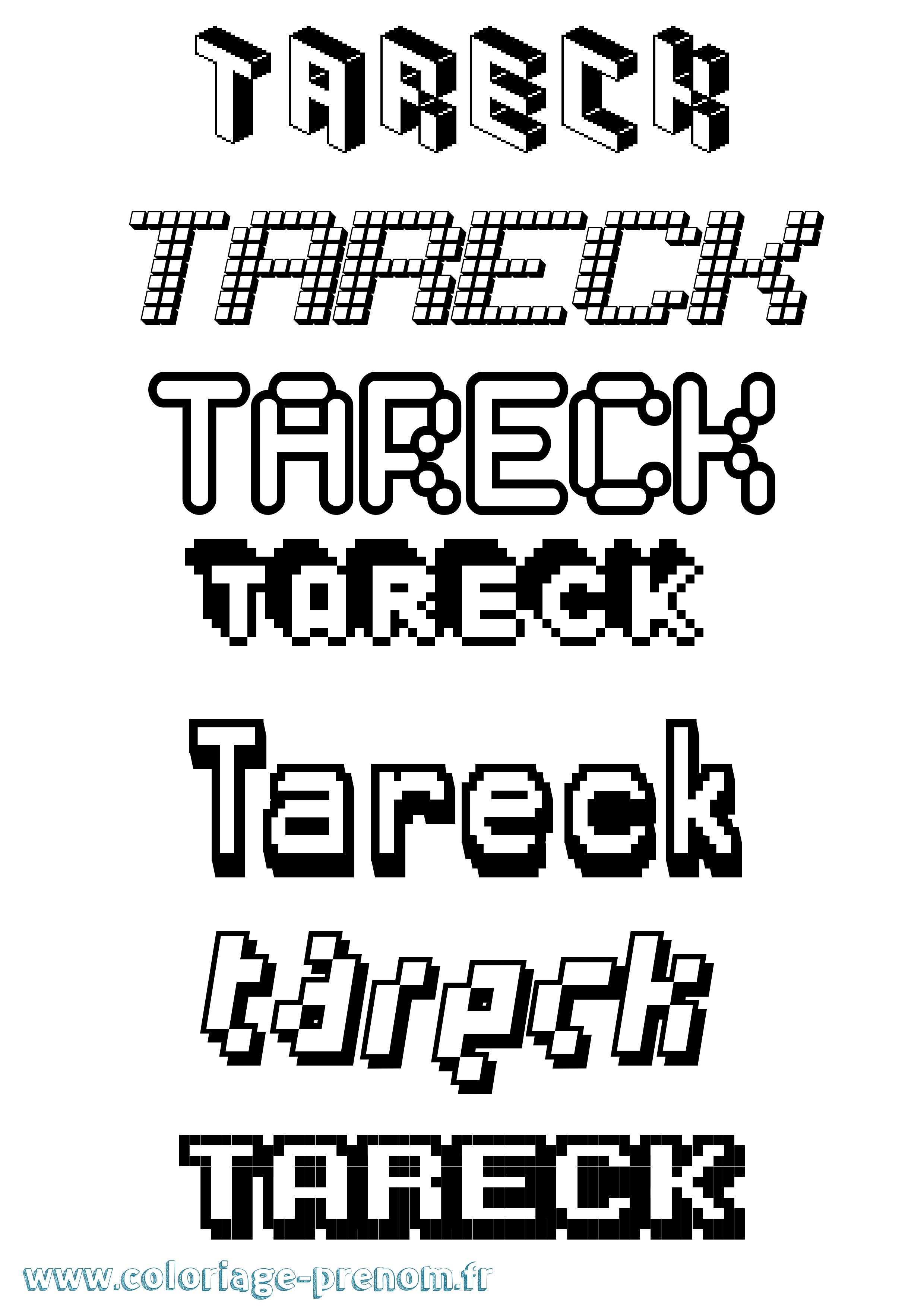 Coloriage prénom Tareck Pixel