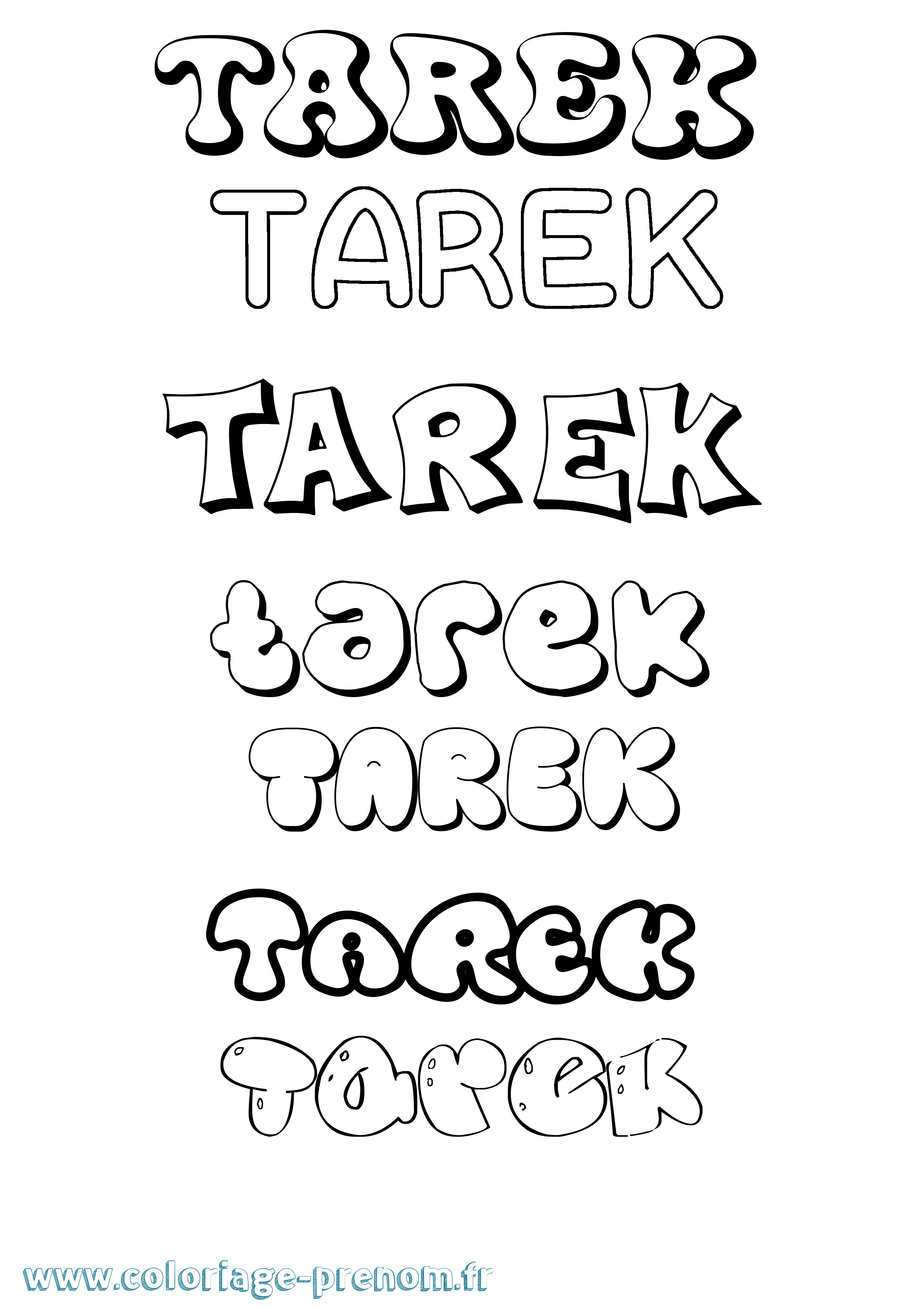 Coloriage prénom Tarek Bubble
