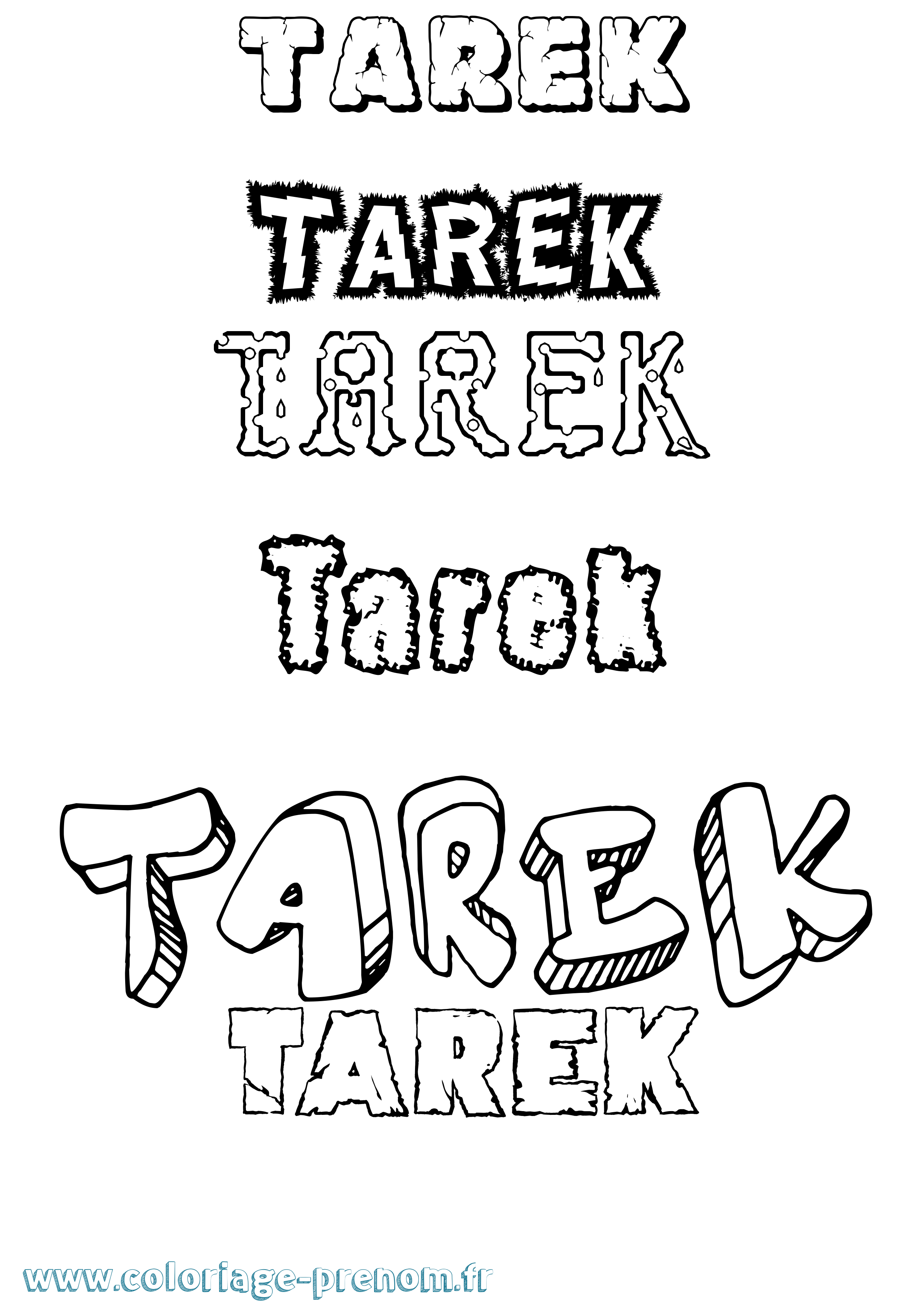 Coloriage prénom Tarek Destructuré