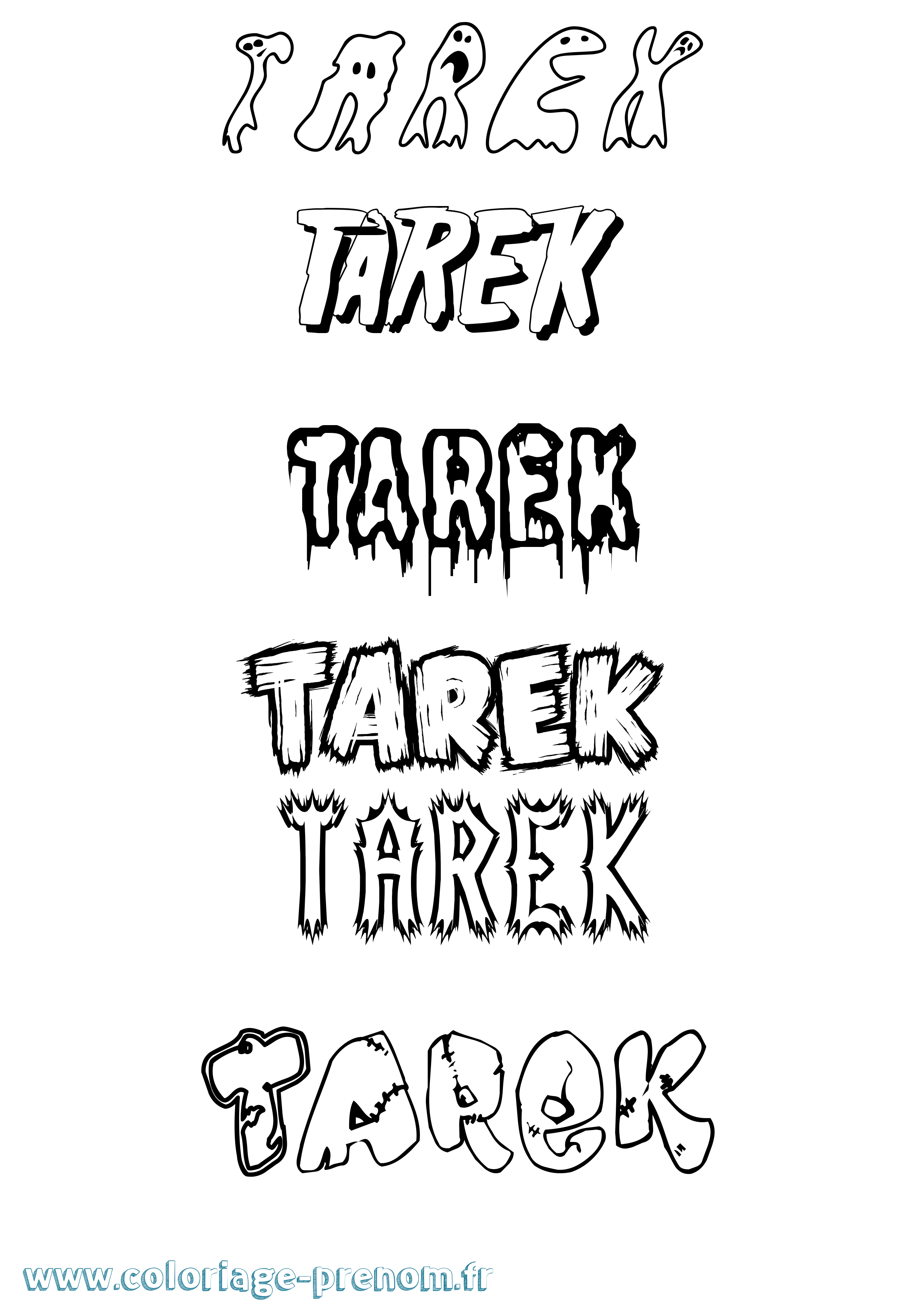 Coloriage prénom Tarek Frisson