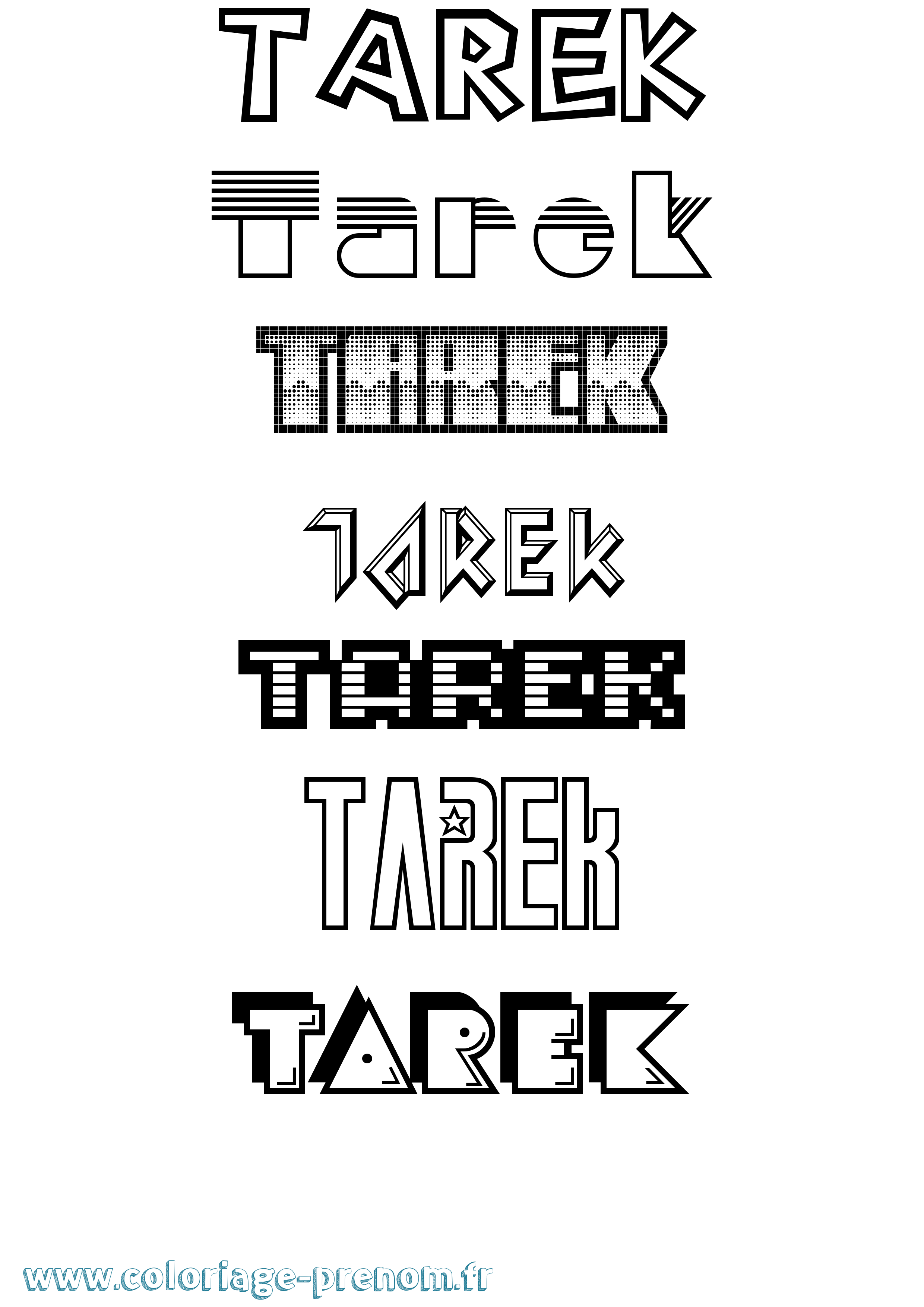 Coloriage prénom Tarek Jeux Vidéos