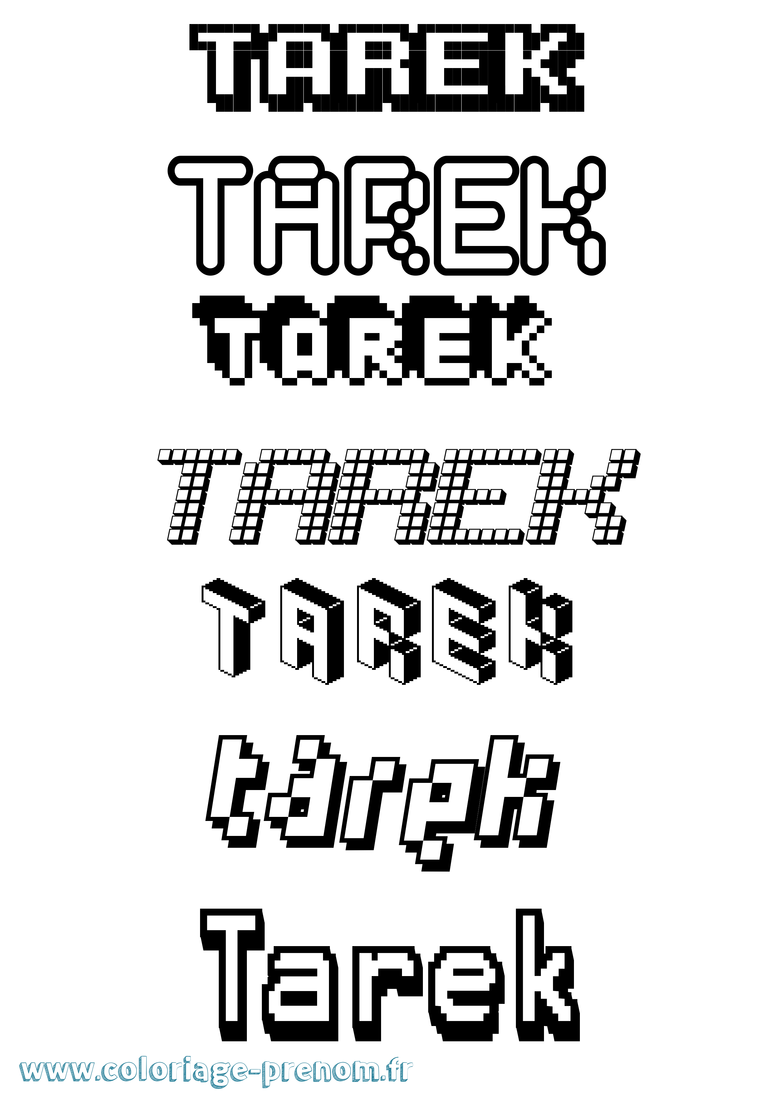 Coloriage prénom Tarek Pixel