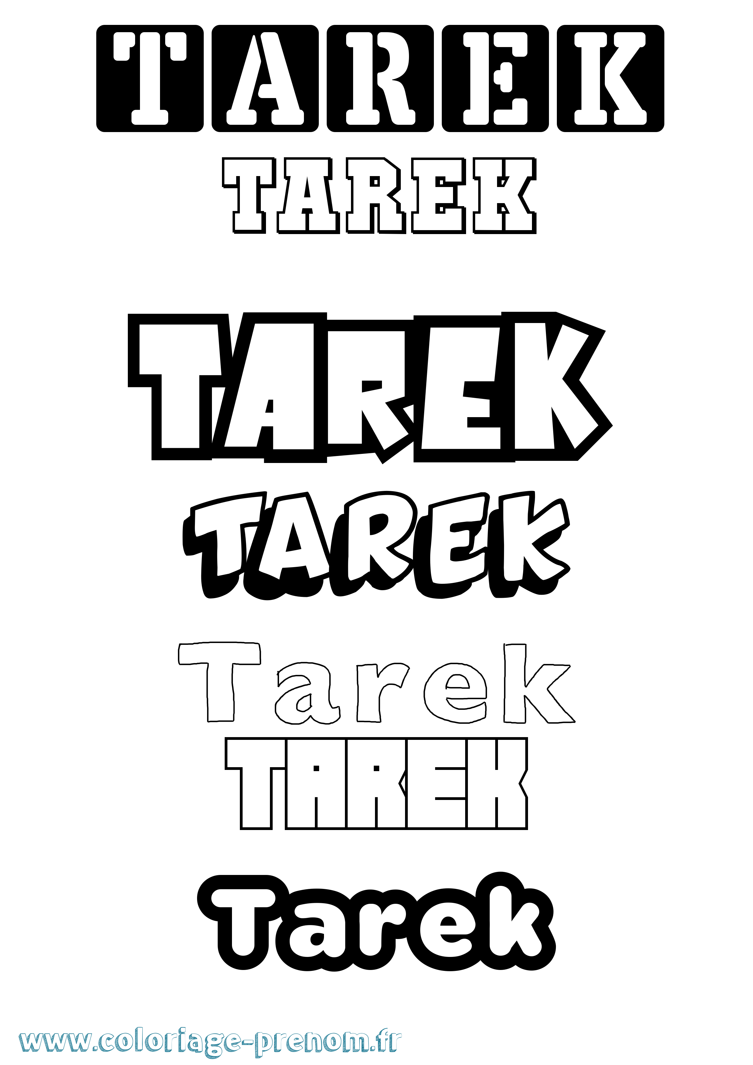 Coloriage prénom Tarek Simple