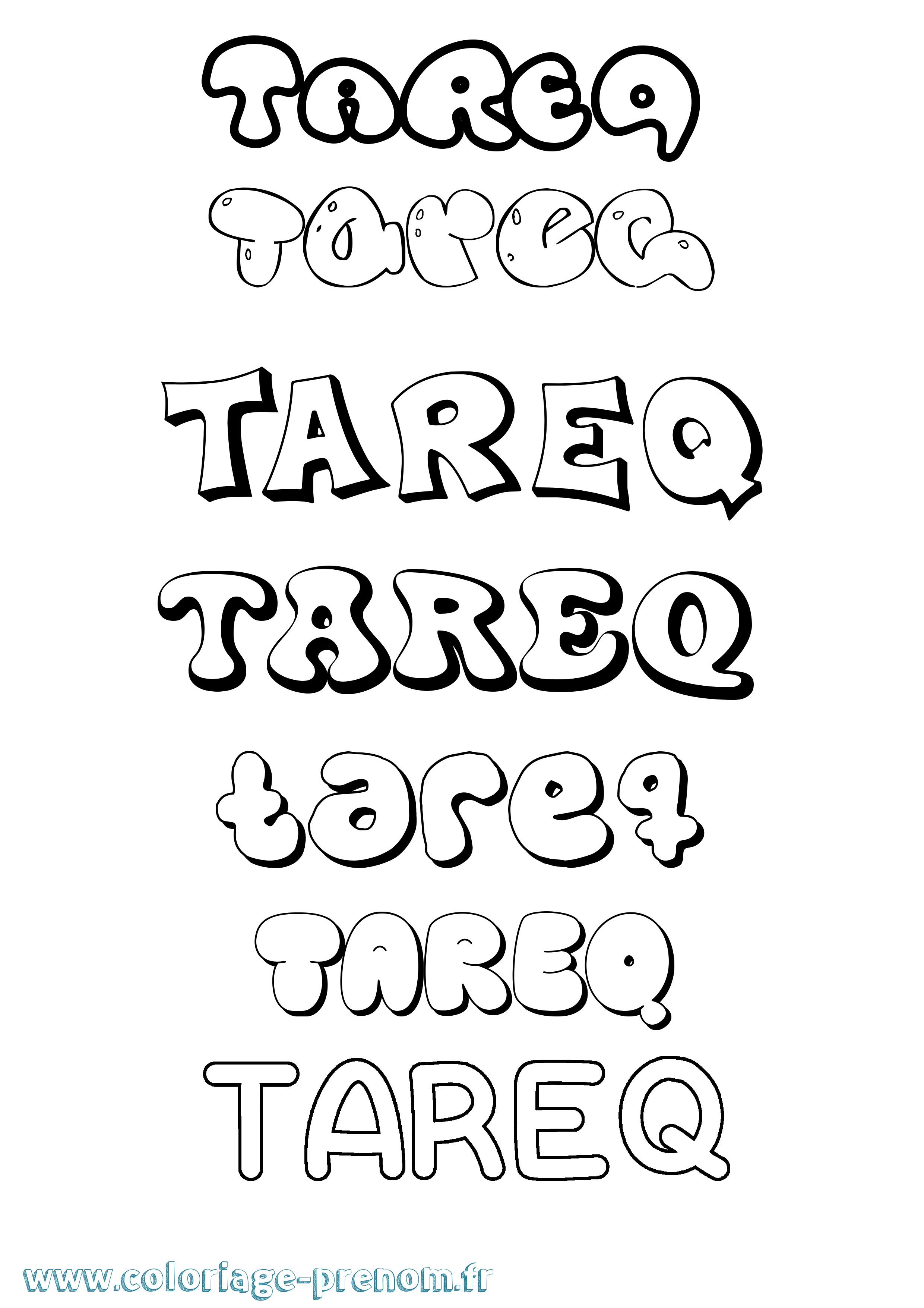 Coloriage Tareq Bubble Coloriage prénom Tareq Bubble