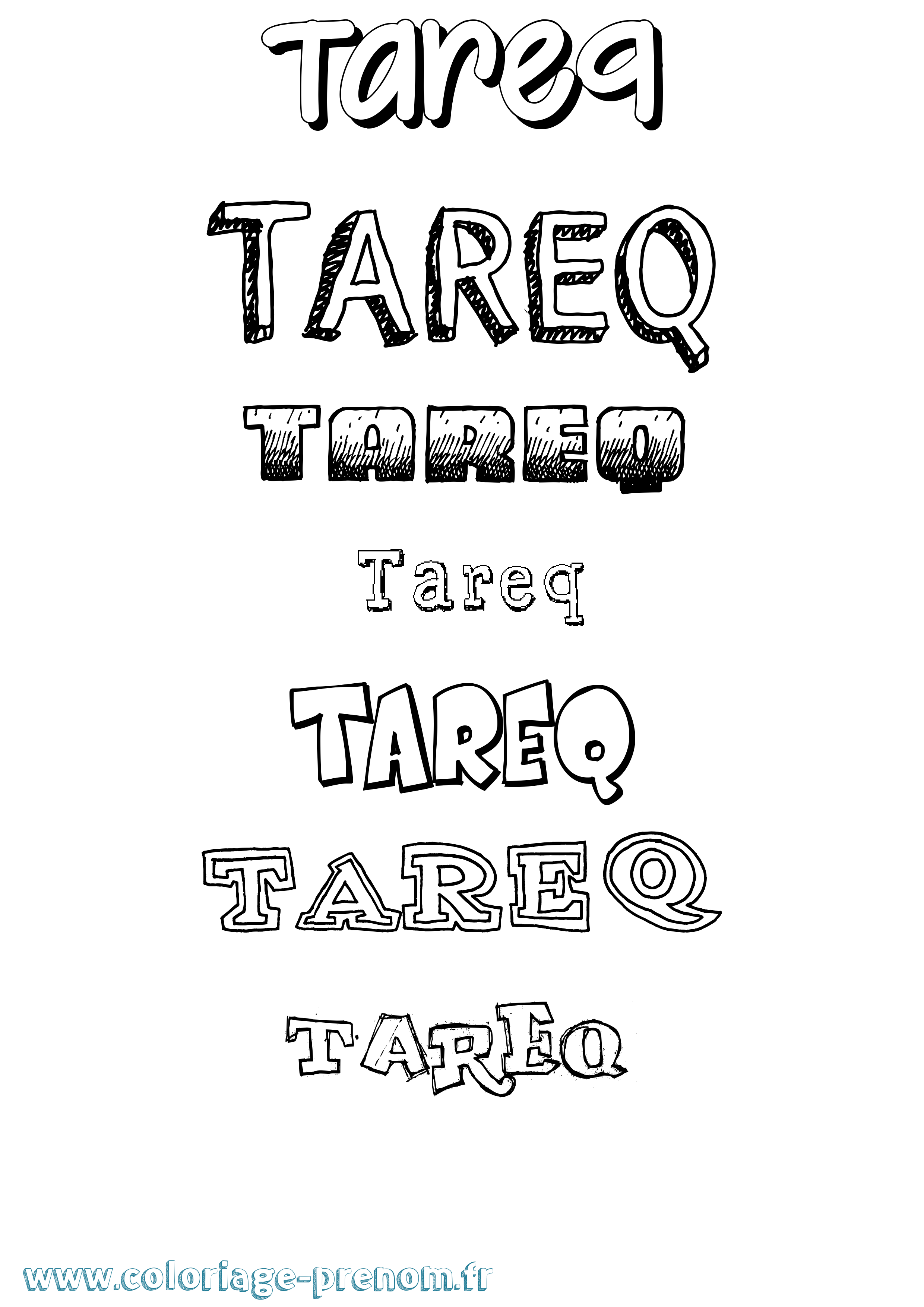 Coloriage prénom Tareq Dessiné