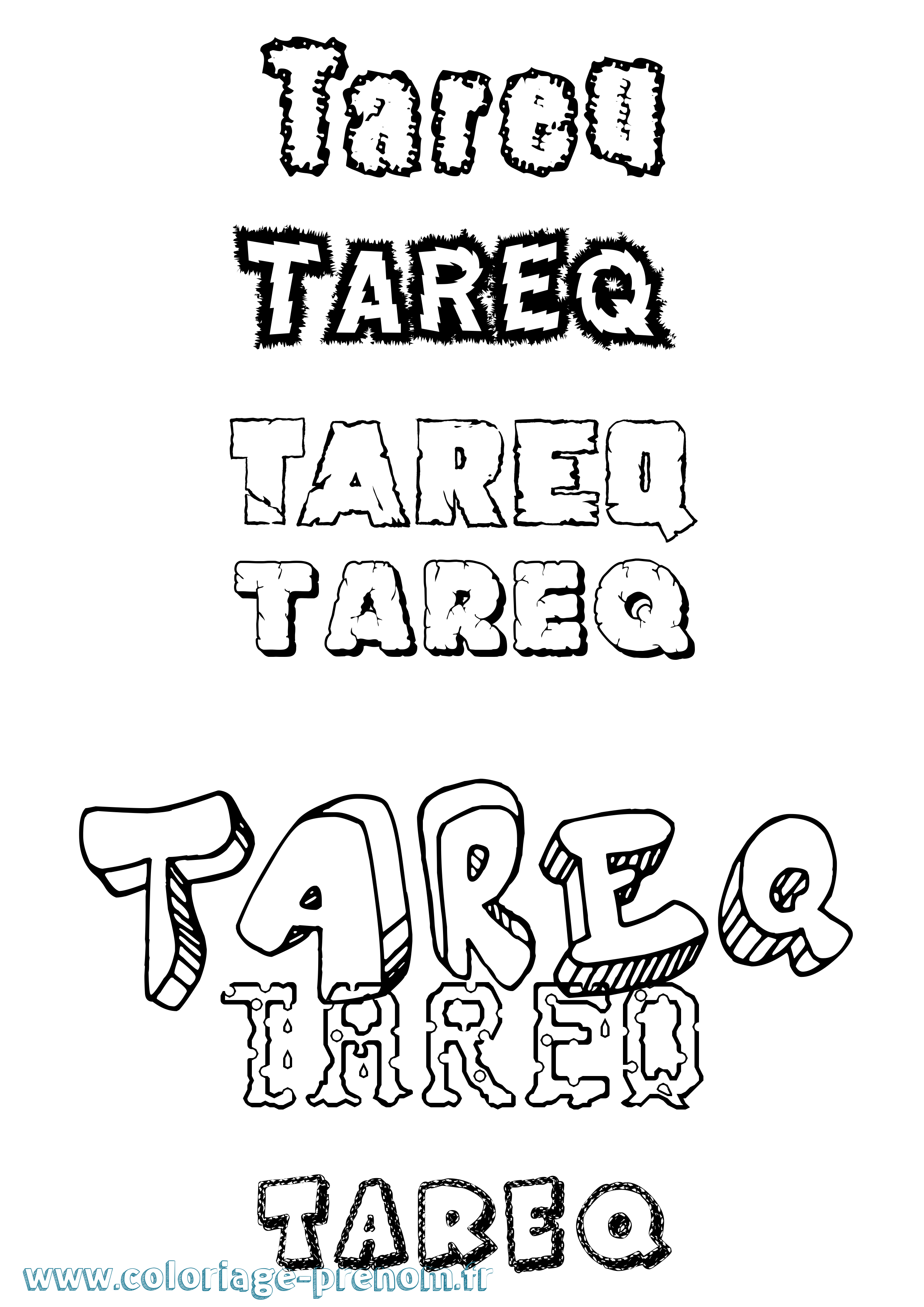 Coloriage prénom Tareq Destructuré